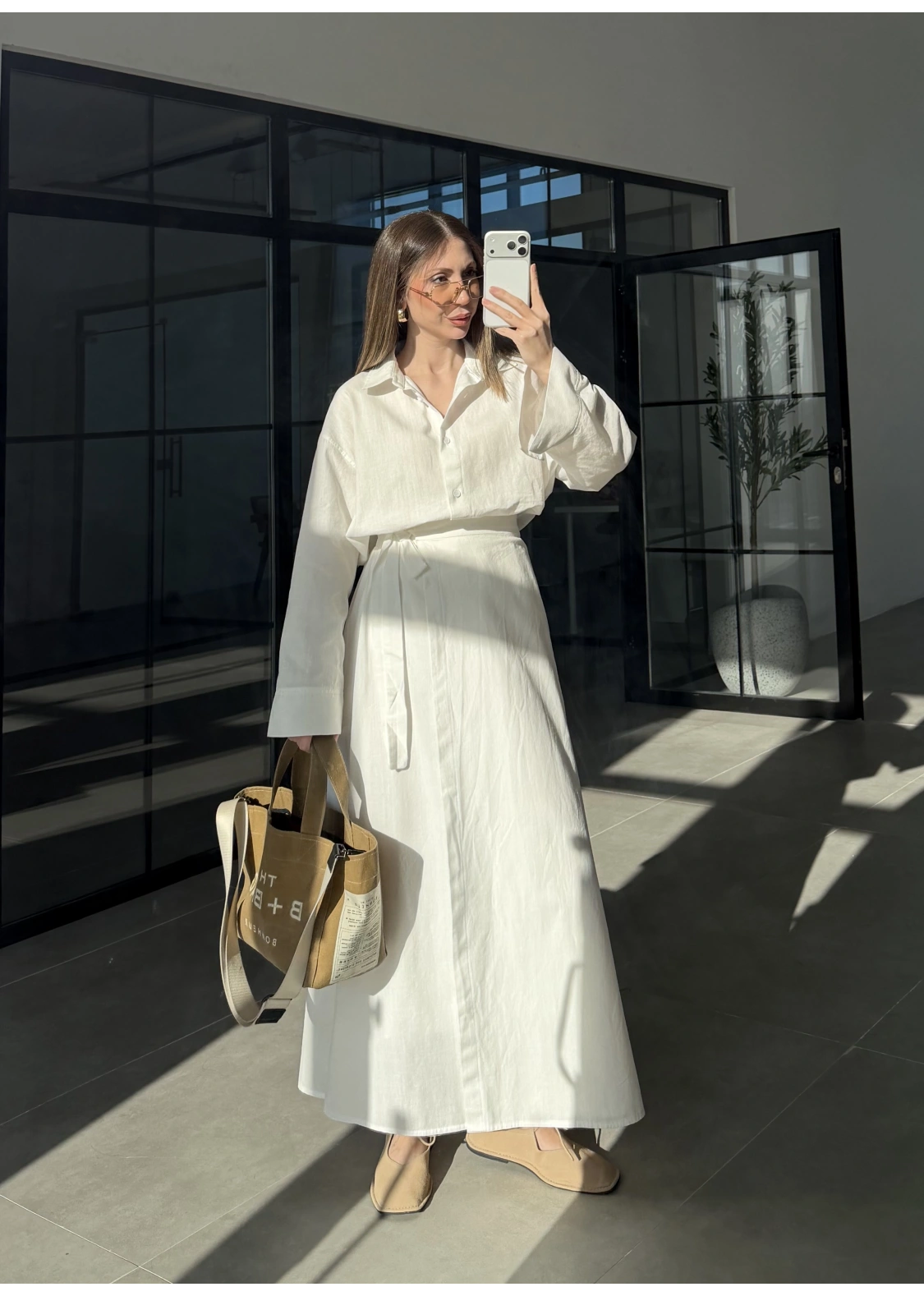 Anvelop Keten Etekli Ekru Gömlek Takım