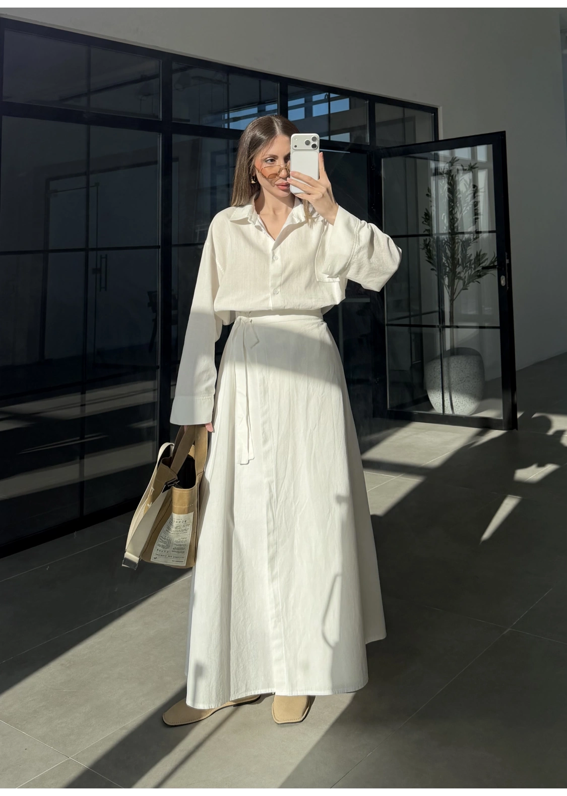 Anvelop Keten Etekli Ekru Gömlek Takım