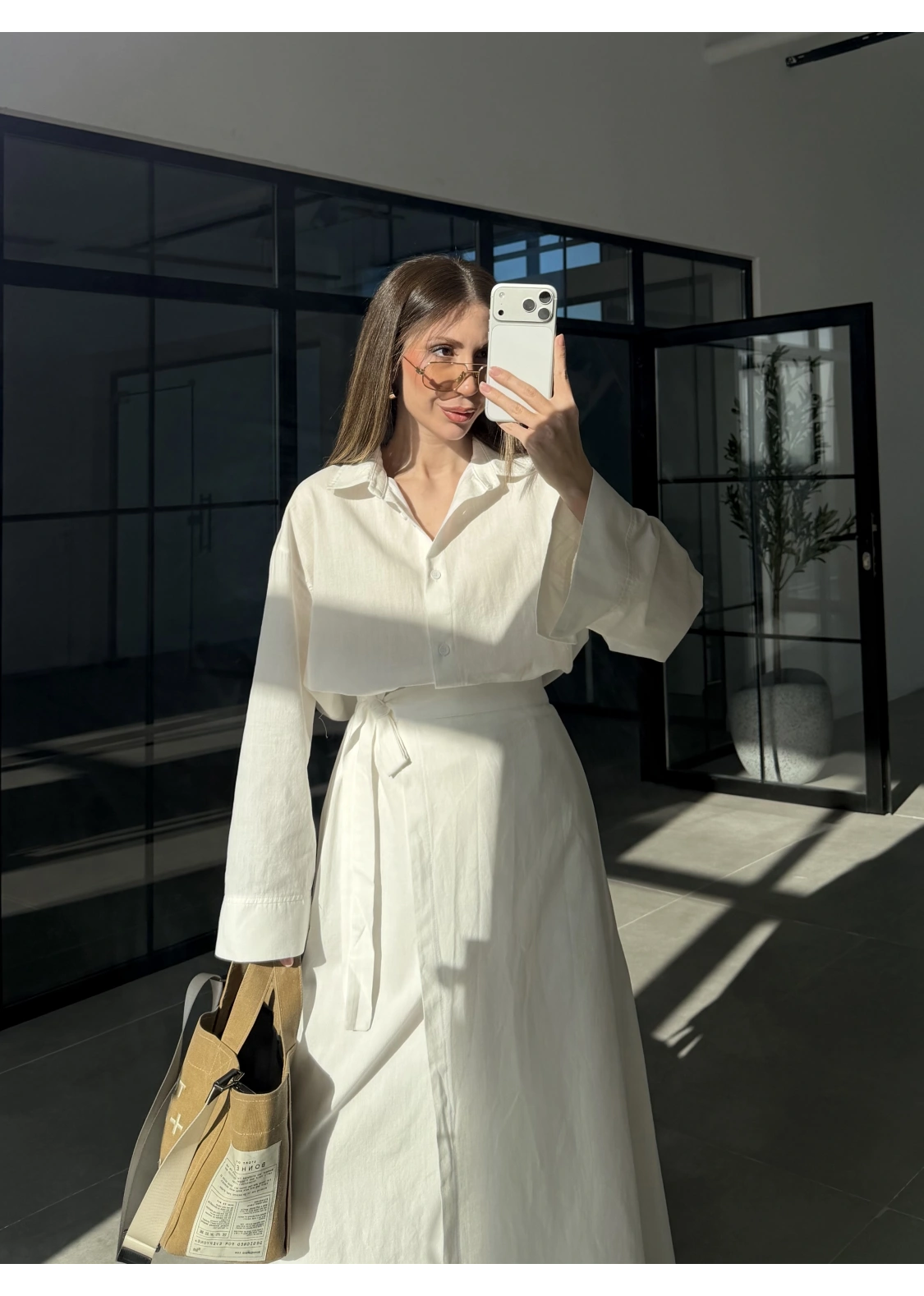 Anvelop Keten Etekli Ekru Gömlek Takım