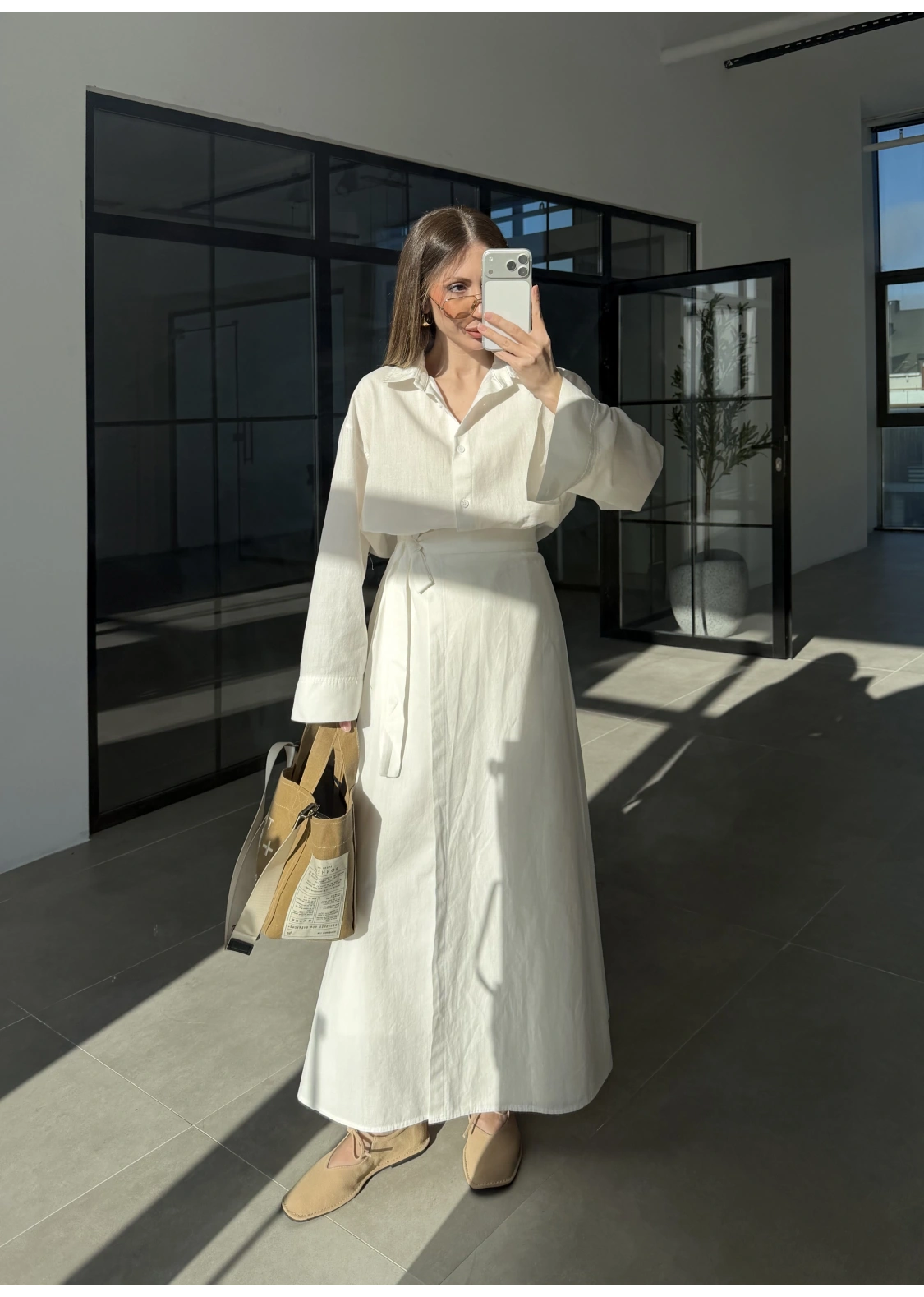 Anvelop Keten Etekli Ekru Gömlek Takım