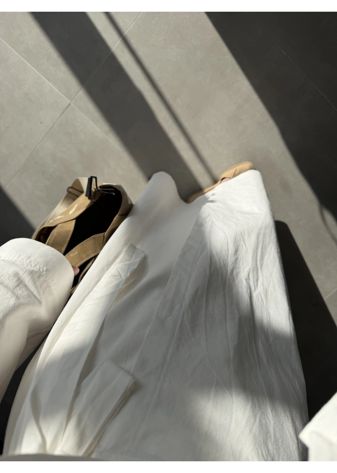 Anvelop Keten Etekli Ekru Gömlek Takım