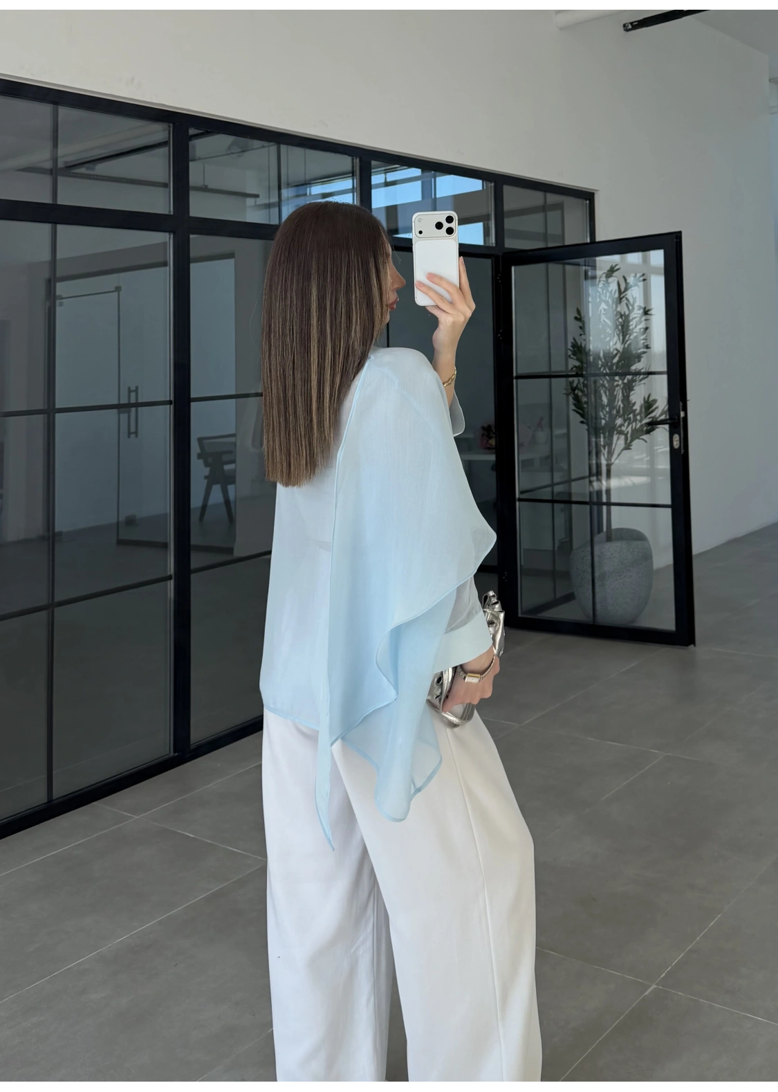 Uçuşan Pelerin Bebe Mavi Tül Bluz