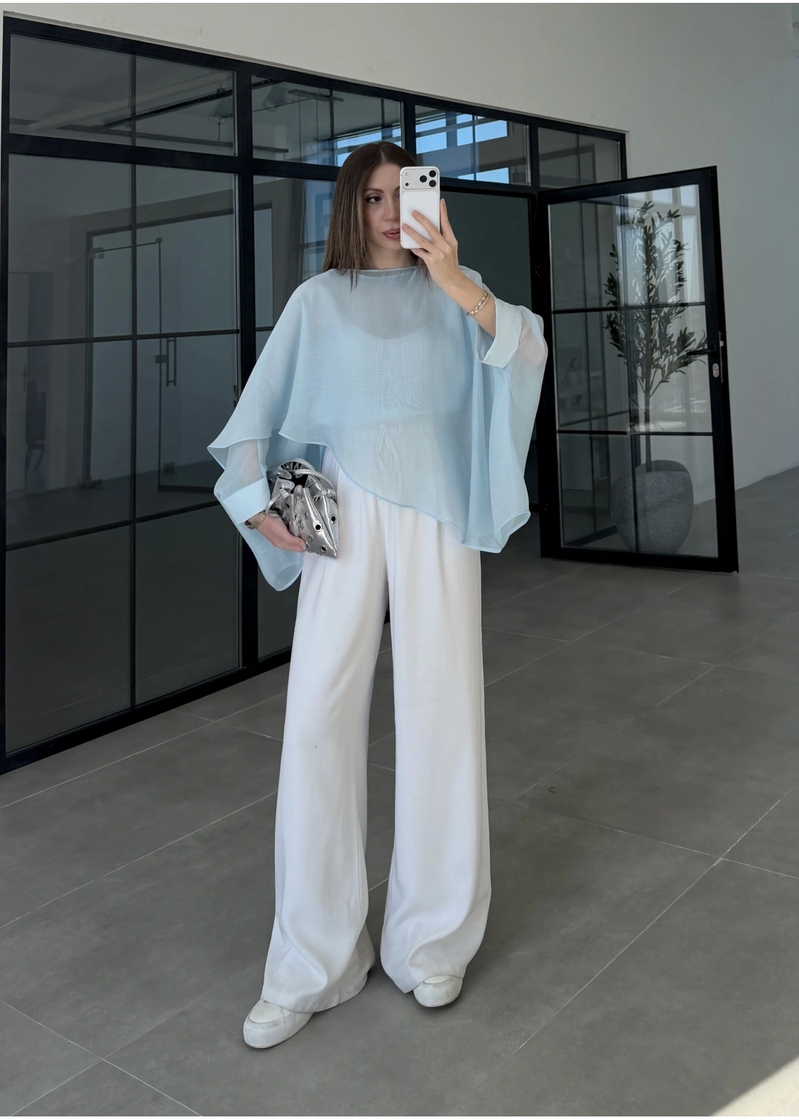 Uçuşan Pelerin Bebe Mavi Tül Bluz