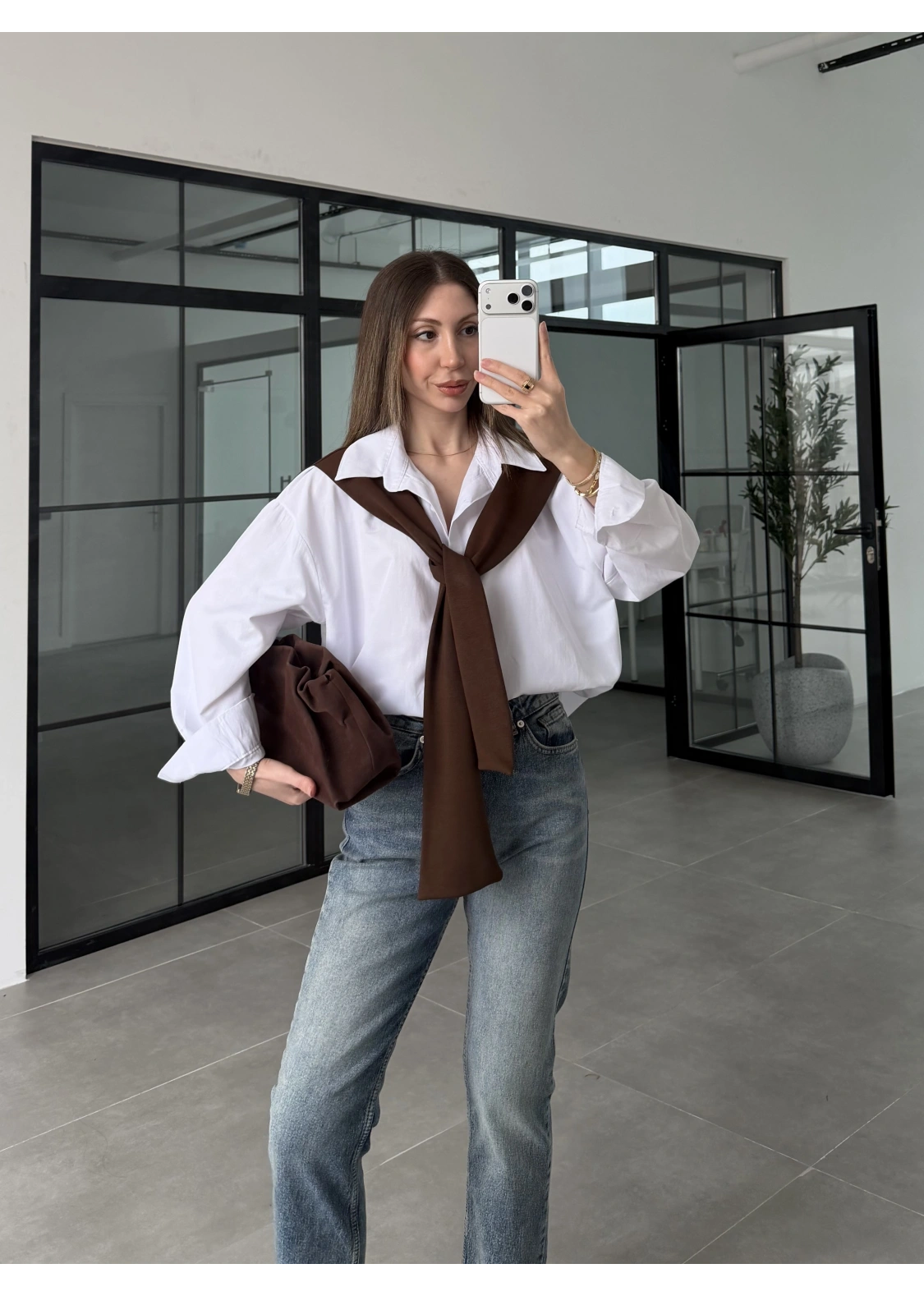 Oysh Kahve Garnili Gömlek