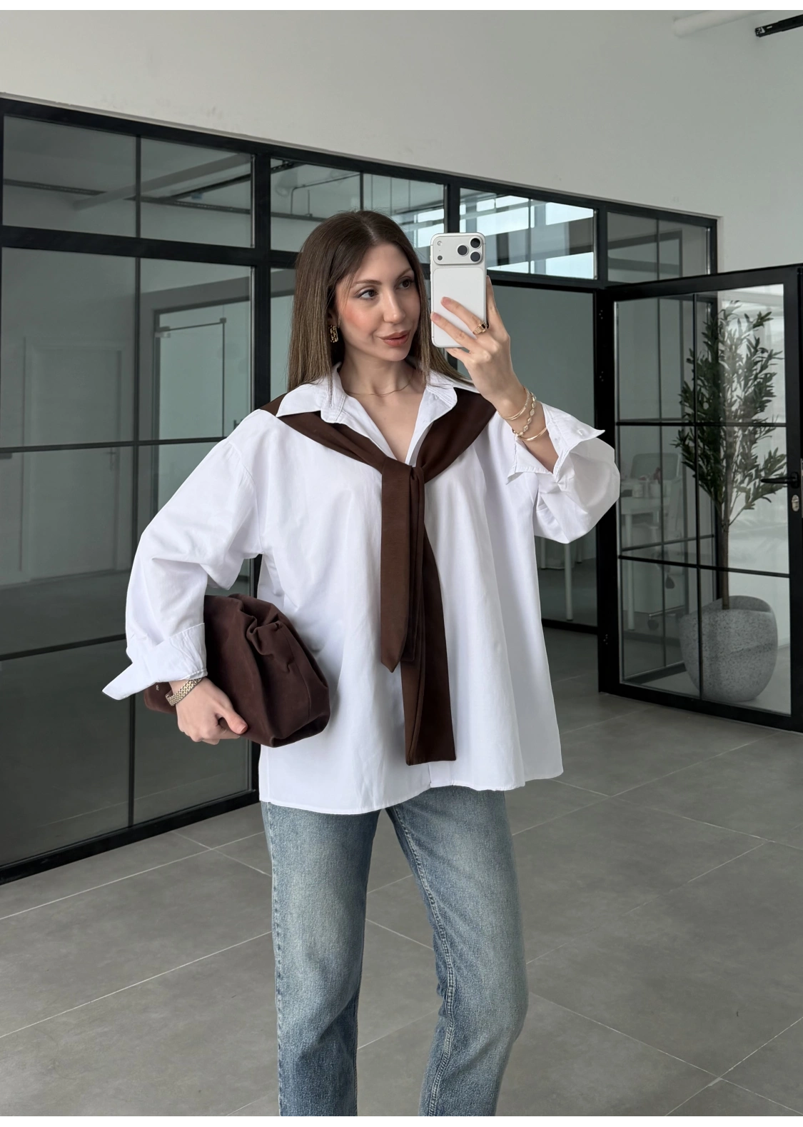 Oysh Kahve Garnili Gömlek