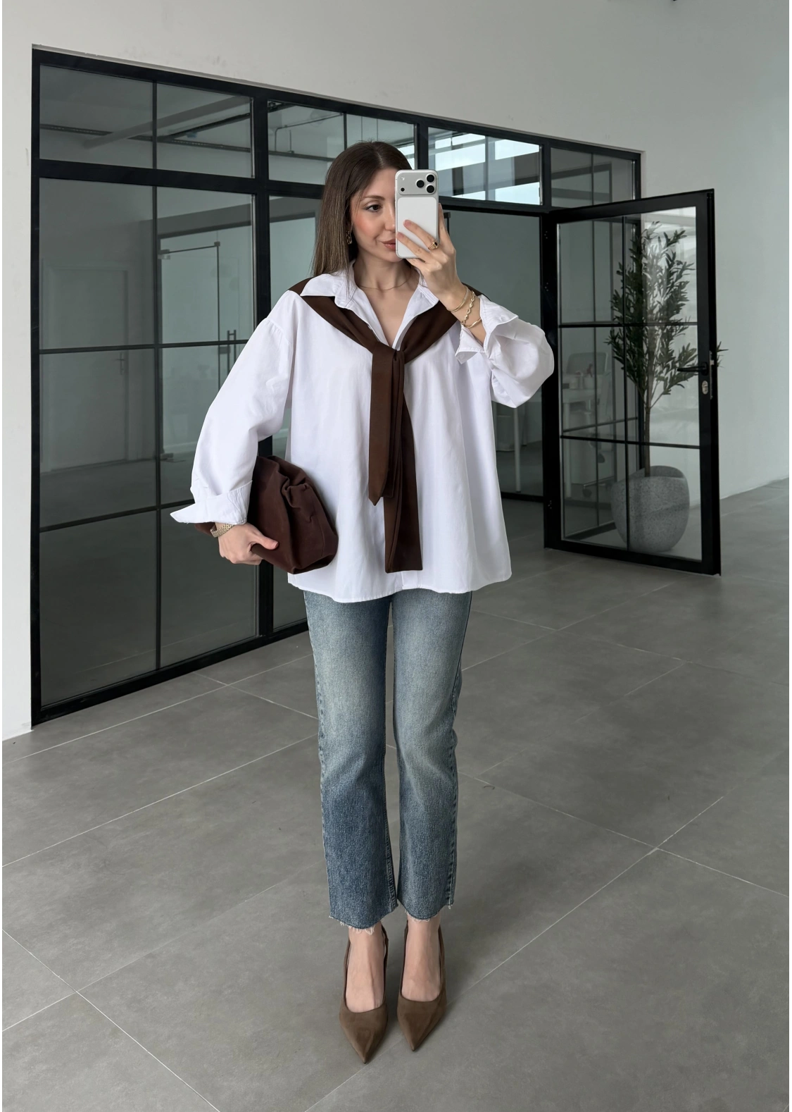 Oysh Kahve Garnili Gömlek