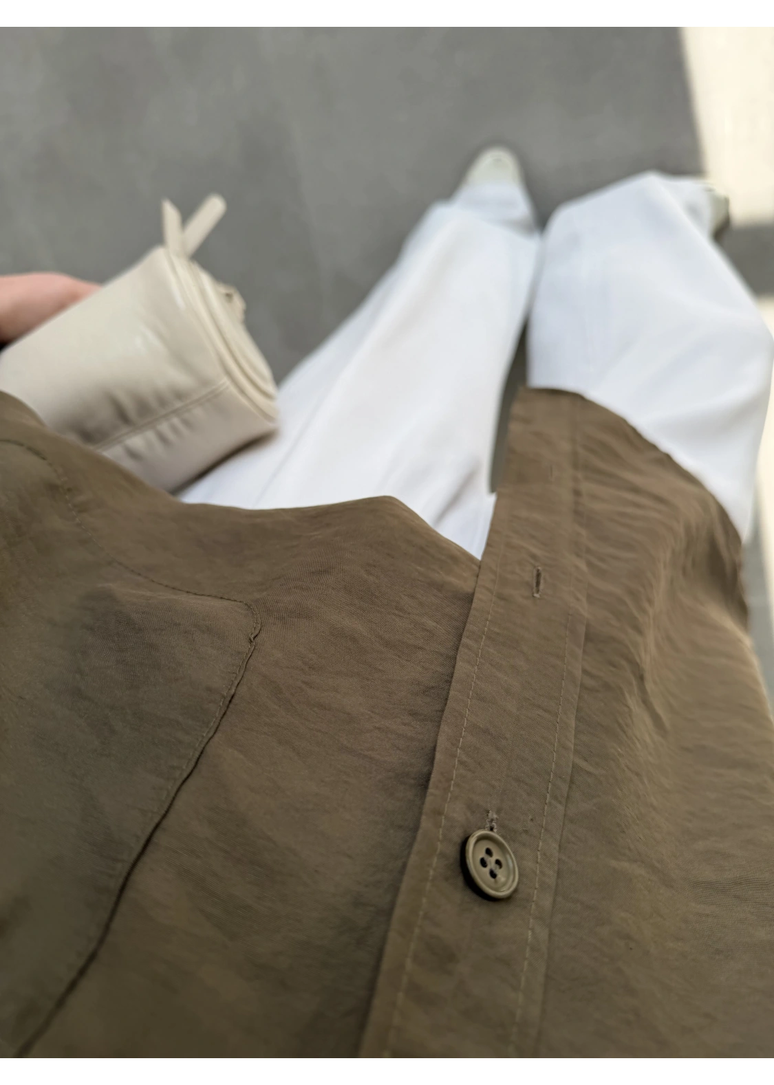 Oversize Tensel Vintage Haki Gömlek