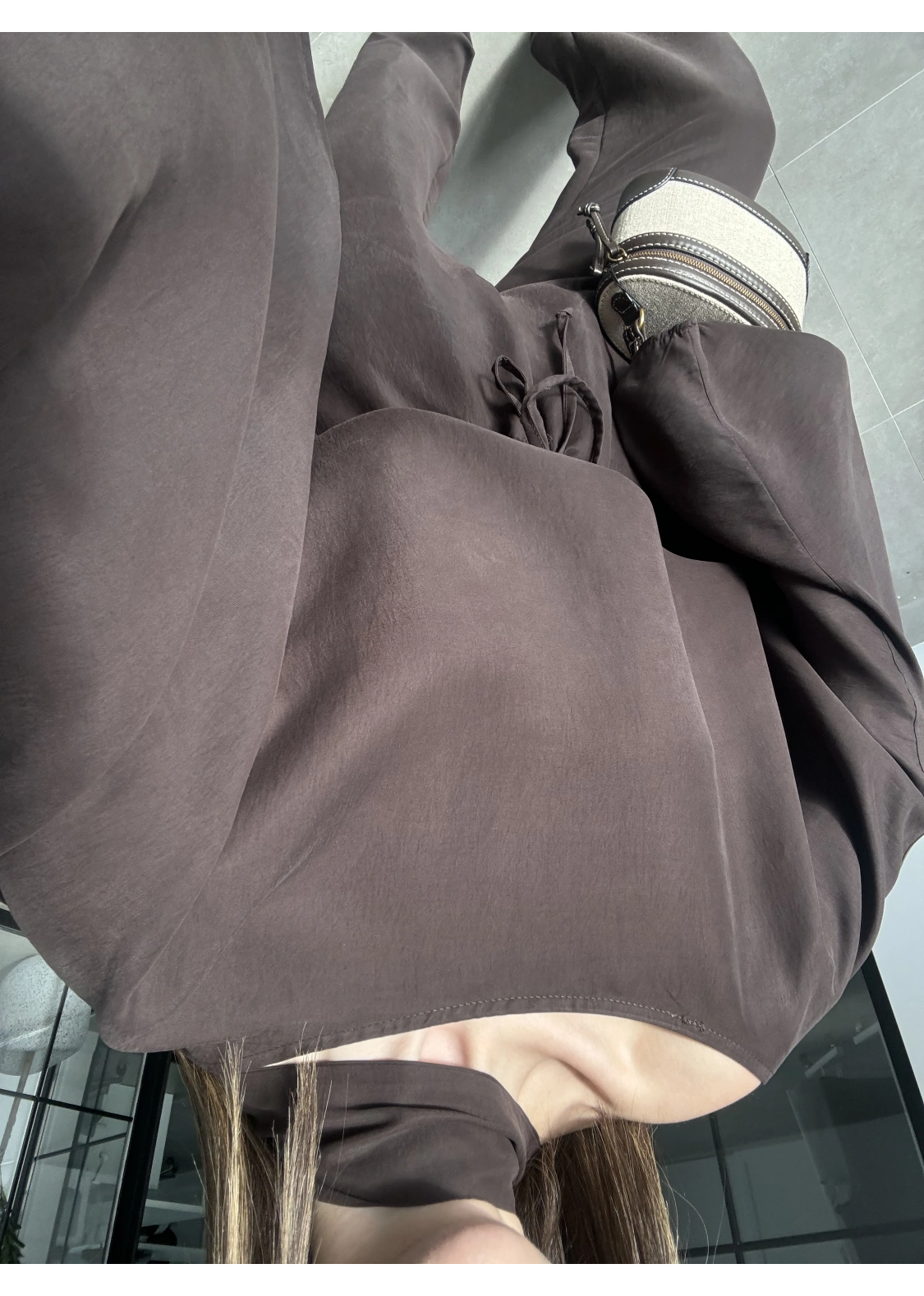 Pelerin Kahve Asimetrik Kesim Takım