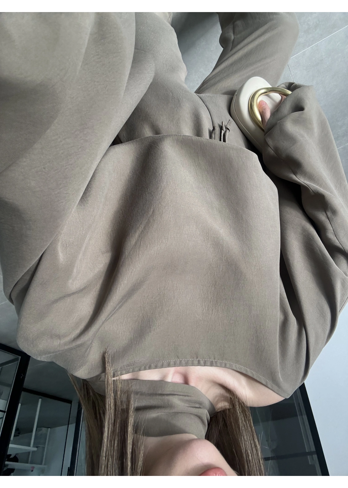 Pelerin Haki Asimetrik Kesim Takım