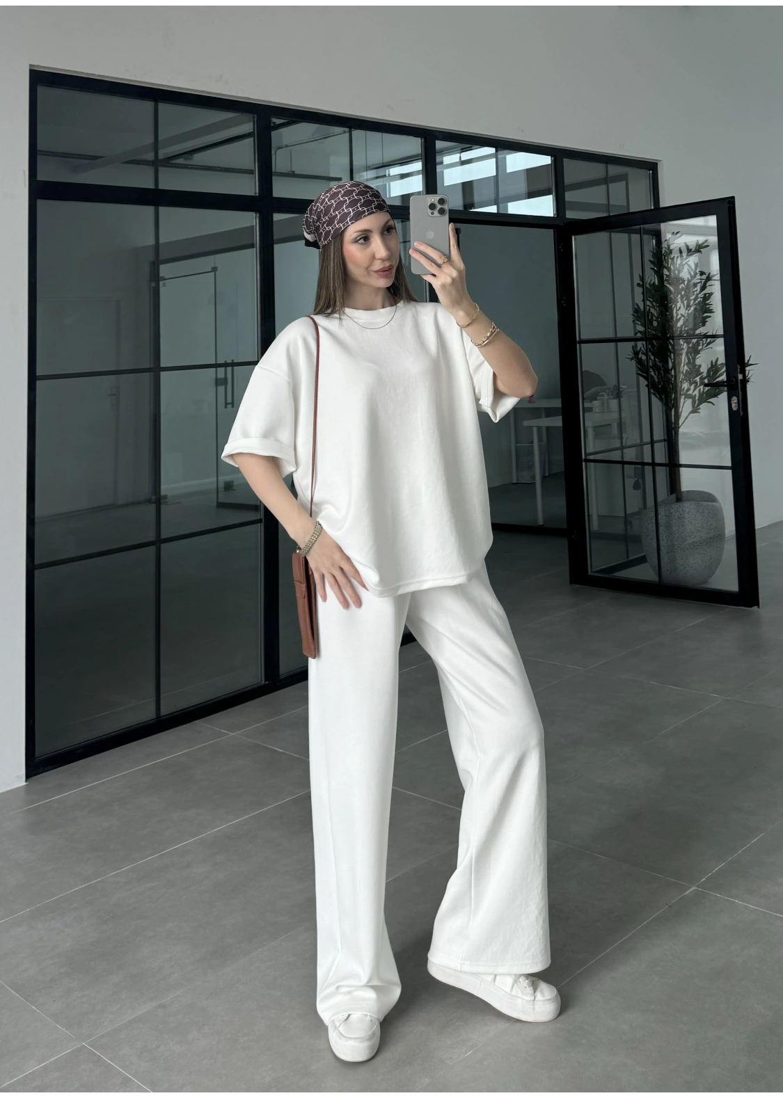 Oysh Kumaş Kısakollu Beyaz Modal Takım