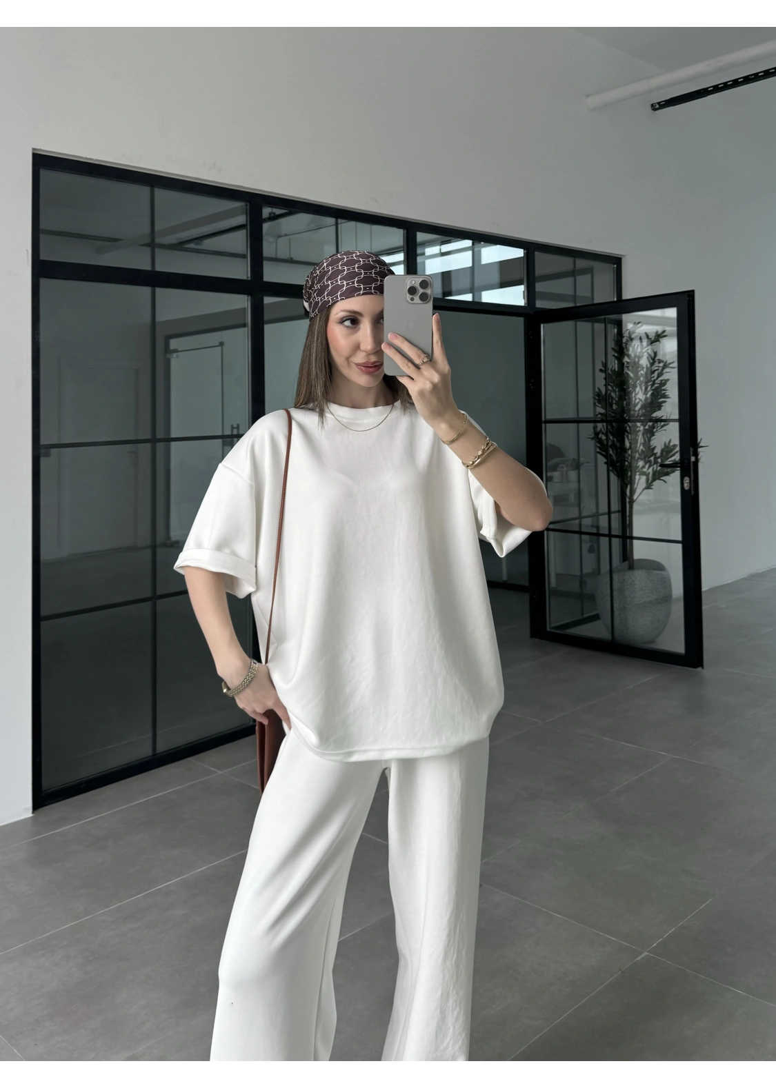 Oysh Kumaş Kısakollu Beyaz Modal Takım