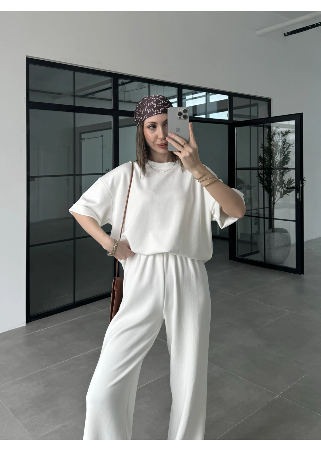 Oysh Kumaş Kısakollu Beyaz Modal Takım