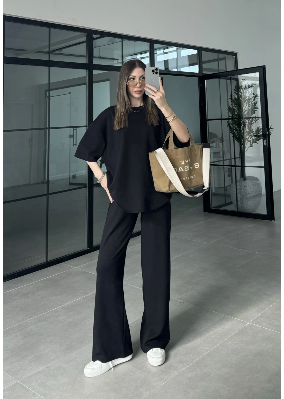 Oysh Kumaş Kısakollu Siyah Modal Takım