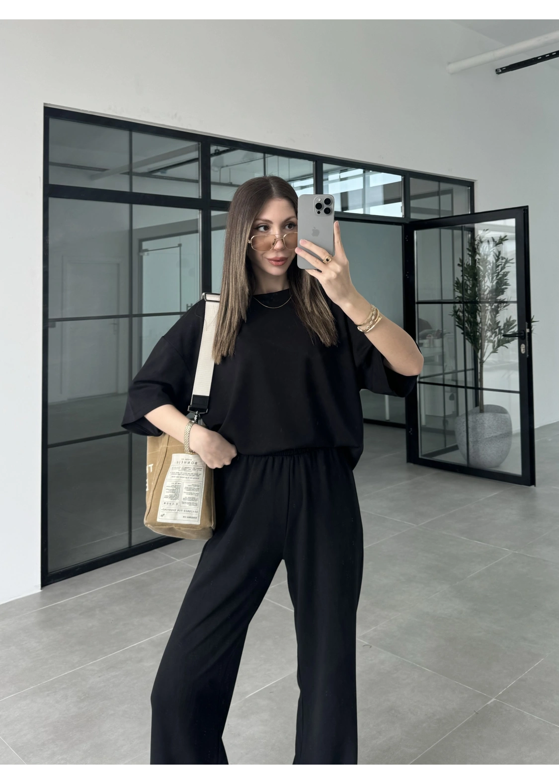 Oysh Kumaş Kısakollu Siyah Modal Takım