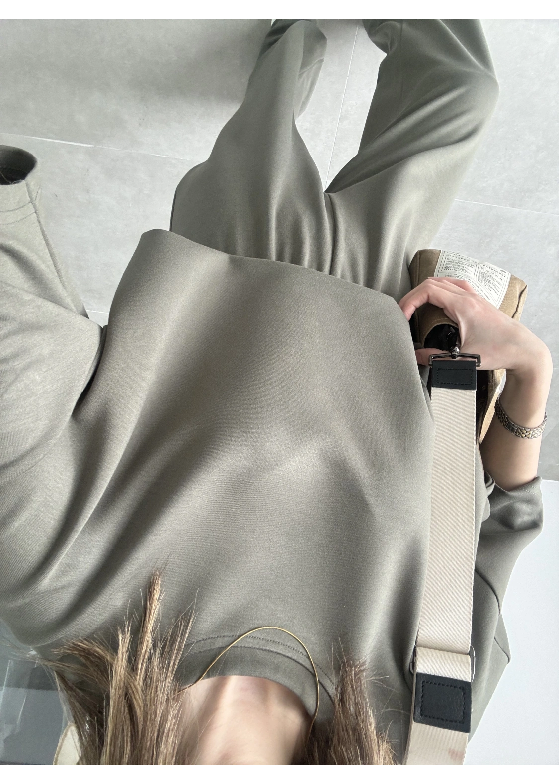 Oysh Kumaş Kısakollu Haki Modal Takım