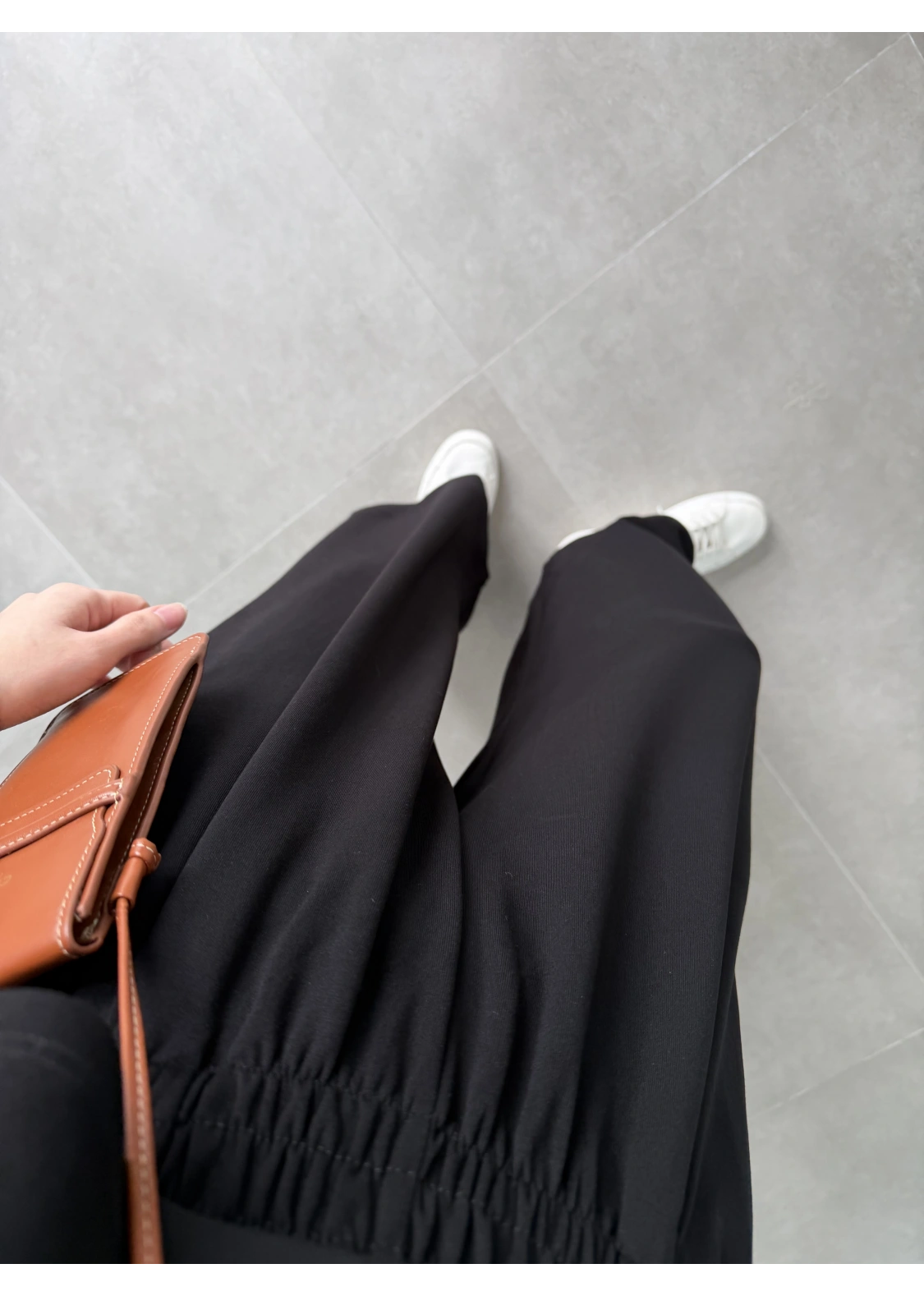 Oysh Modal Kumaş Beli Lastikli Siyah Crop Takım