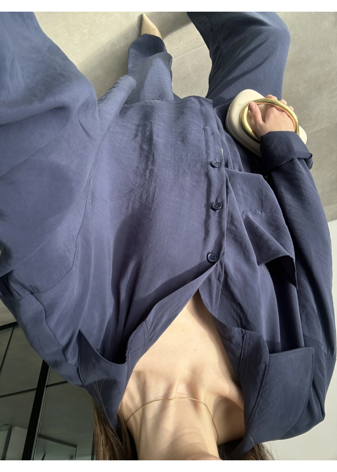 Fav Tensel Kumaş Oversize Lacivert Palazzo Takım