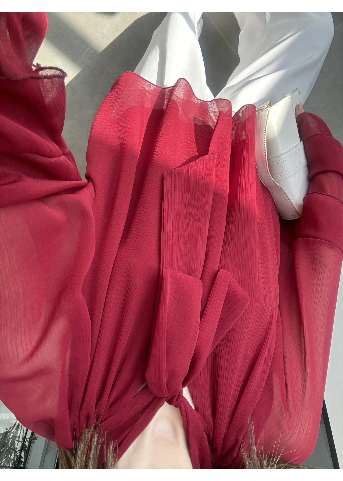 Loya Bağlamalı Bordo Şifon Bluz