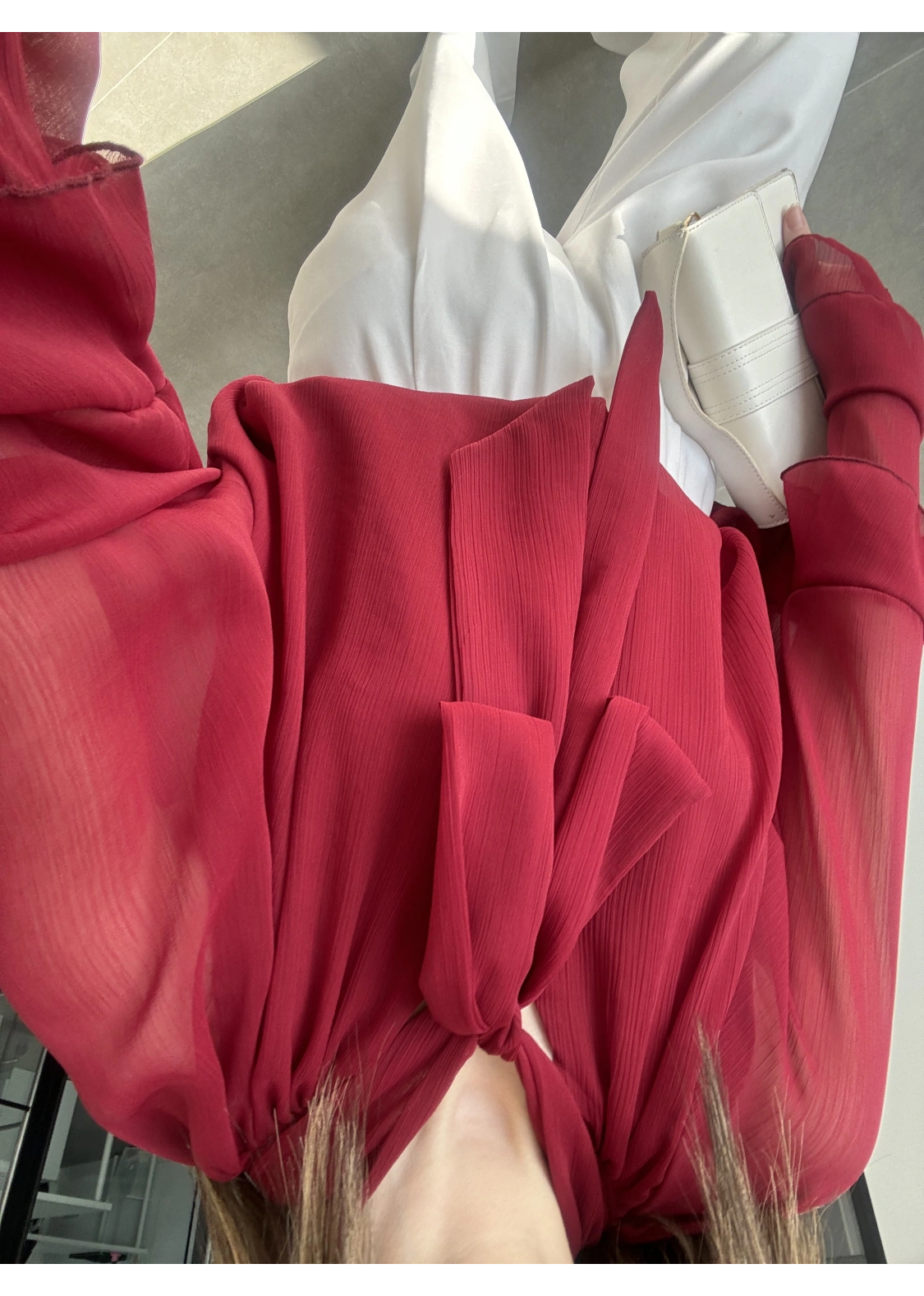 Loya Bağlamalı Bordo Şifon Bluz