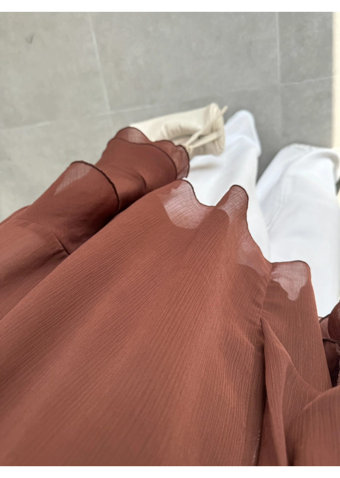 Loya Bağlamalı Kiremit Şifon Bluz