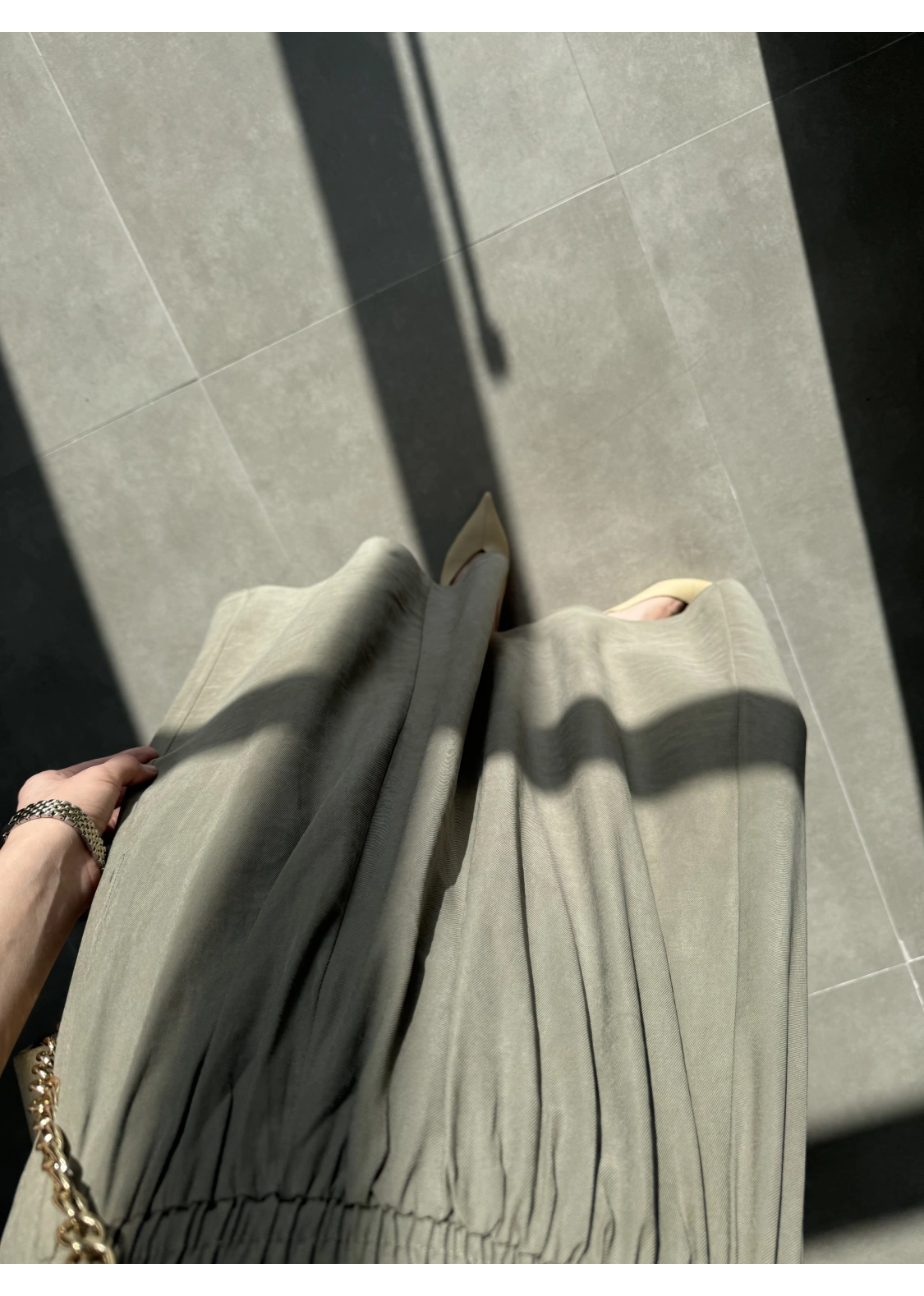 Tensel Beli Lastikli Çağla Yeşili Kilos Etek