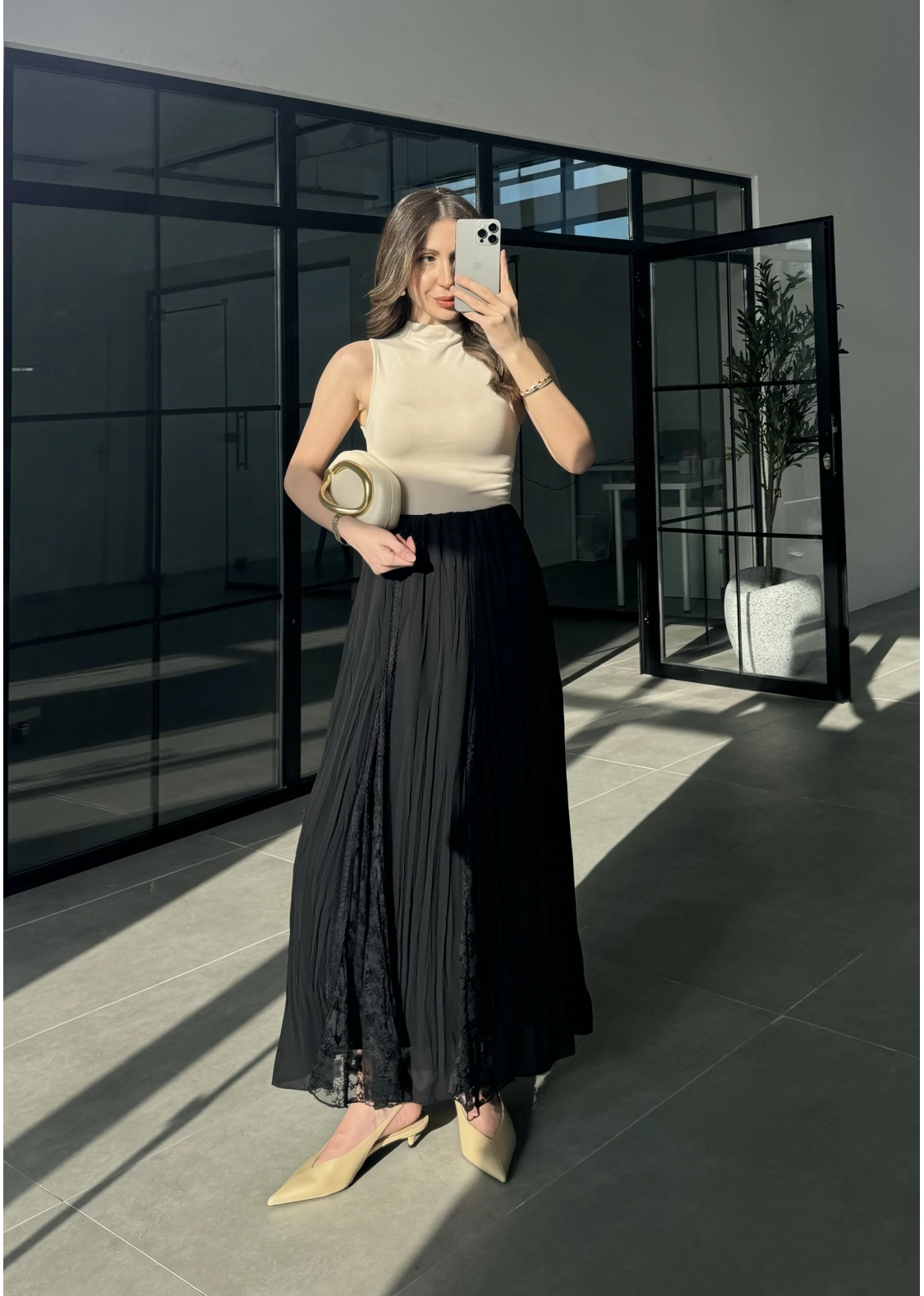 Güpürlü Astarlı Siyah Tül Etek