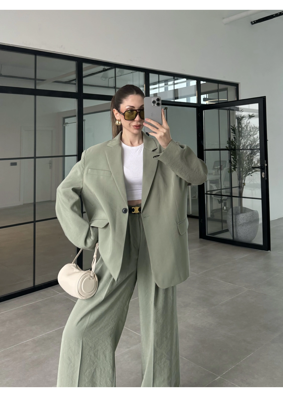 Perla Premium Astralı Çağla Yeşili Ceket Takım