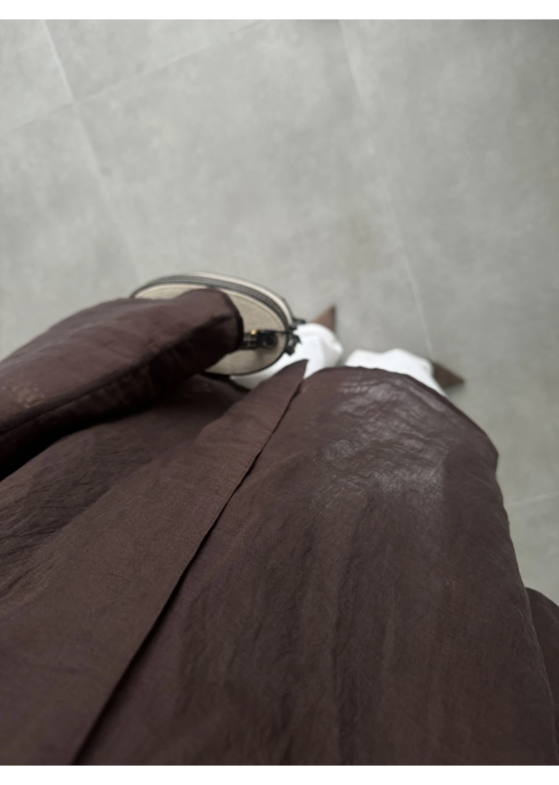 Fularlı Kahve Pelerin Tül Bluz