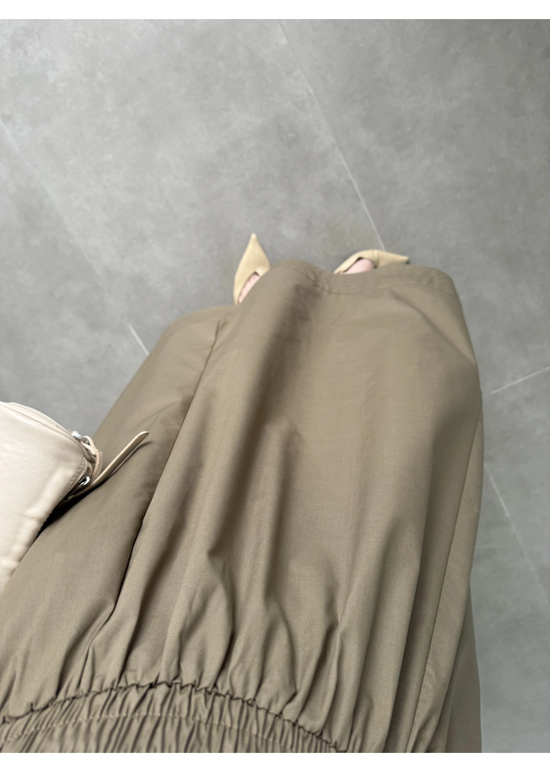 Poplin Kumaş Cepli Haki Etek