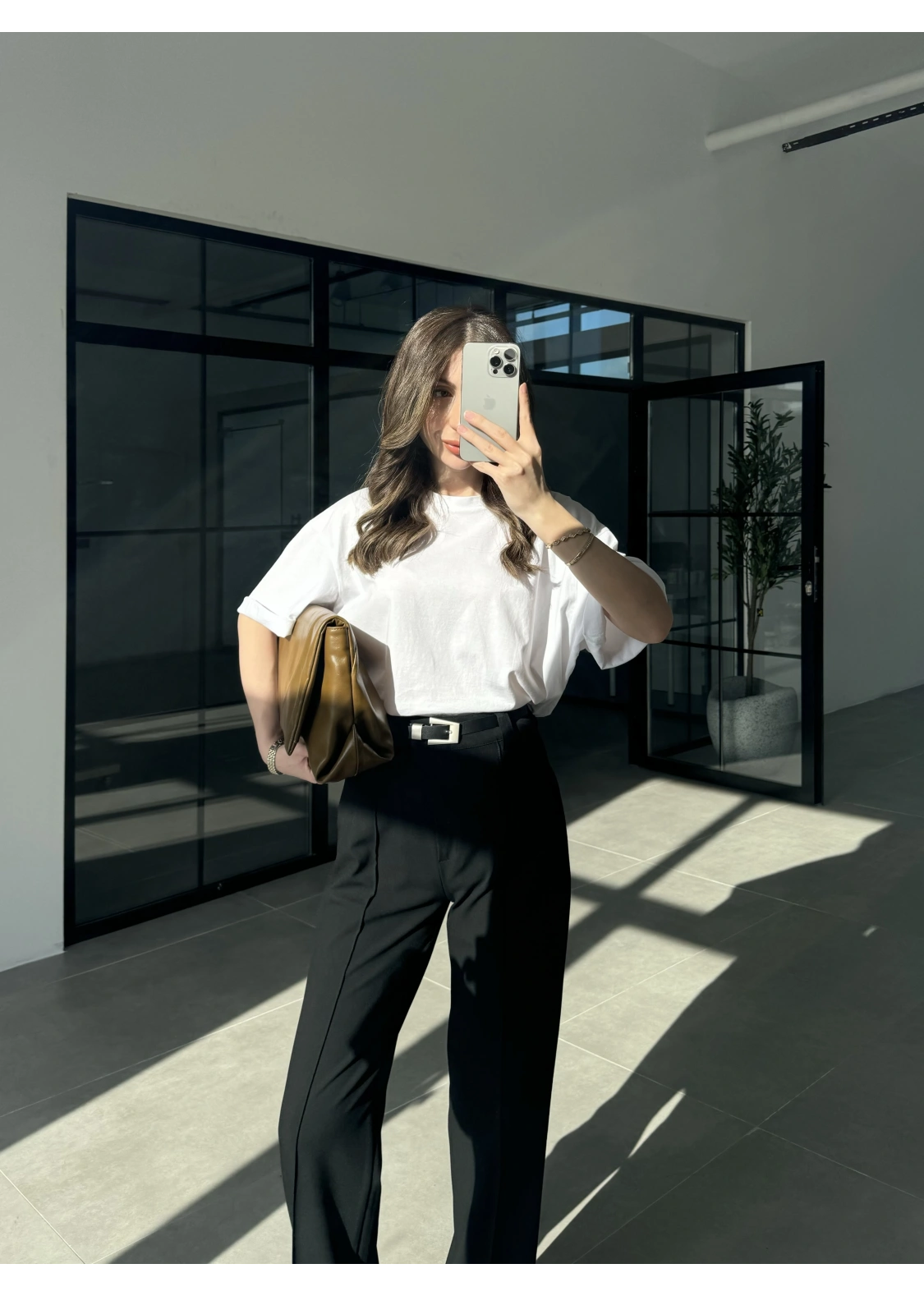 Pensli Nervür Dikişli Yüksekbel Siyah Kumaş Pantolon