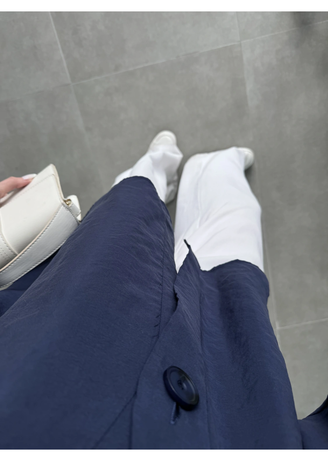 Sofi Tek Düğme Oversize Tensel Lacivert Gömlek