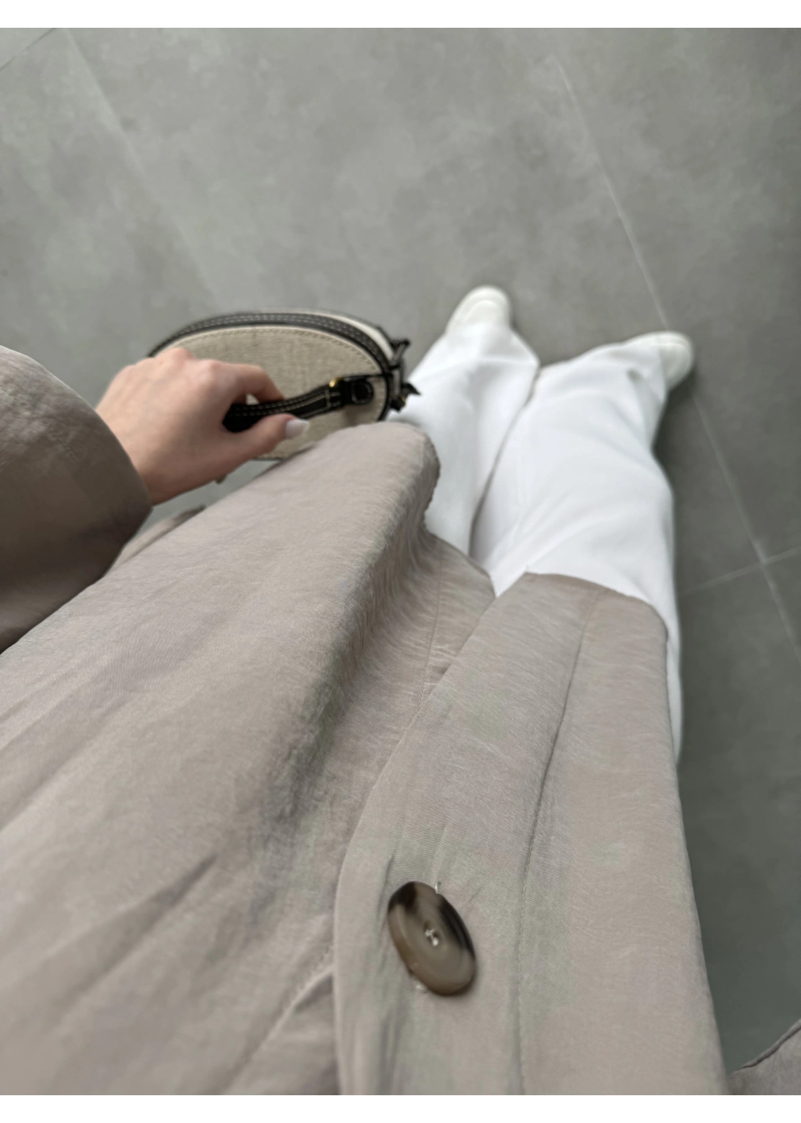 Sofi Tek Düğme Oversize Tensel Vizon Gömlek