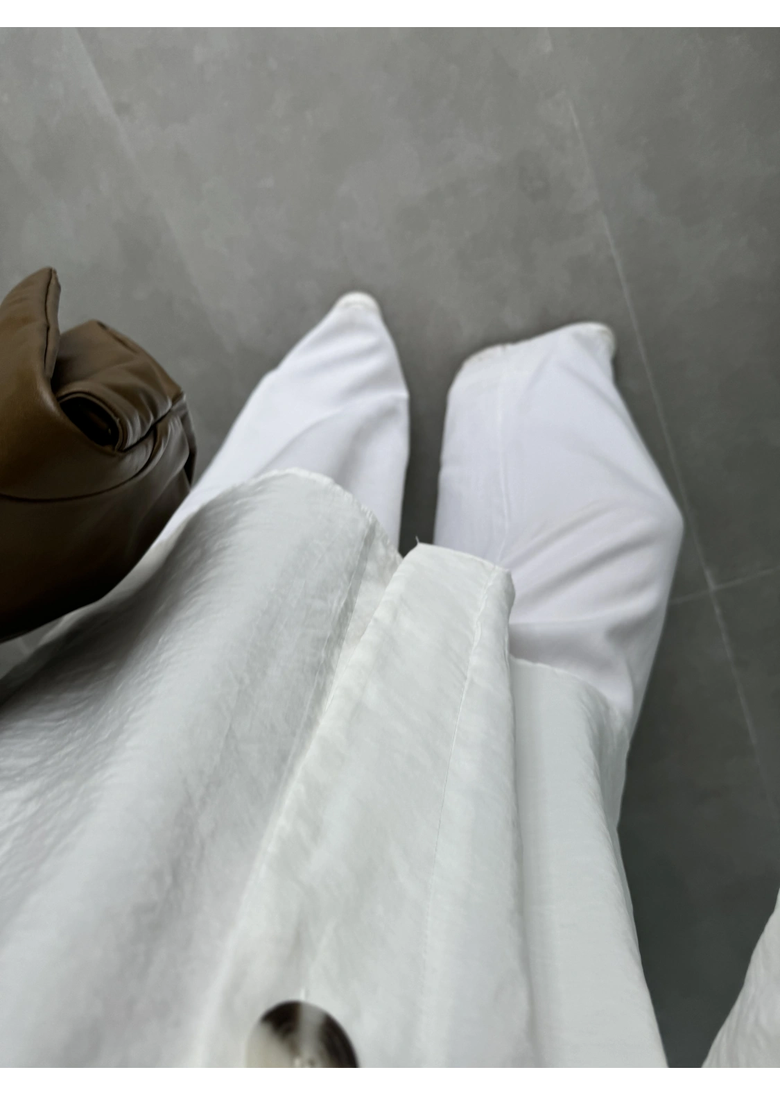 Sofi Tek Düğme Oversize Tensel Beyaz Gömlek