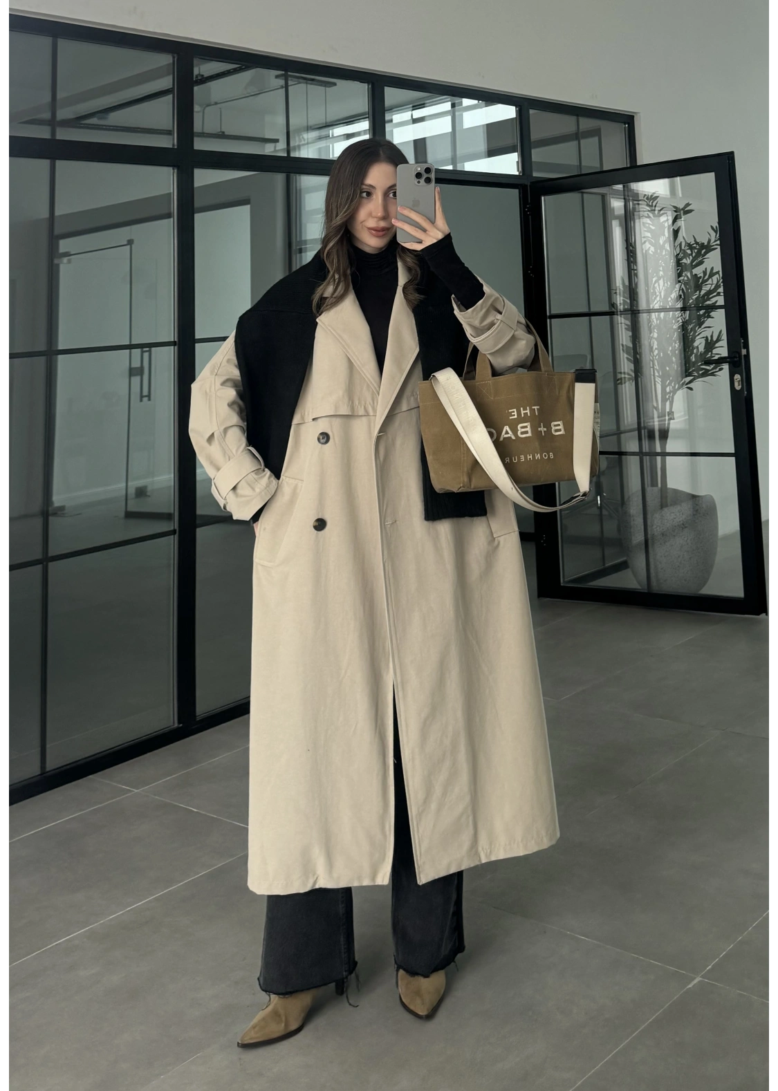 Cool Oversize Astarlı Premium Taş Kuşaklı Trençkot