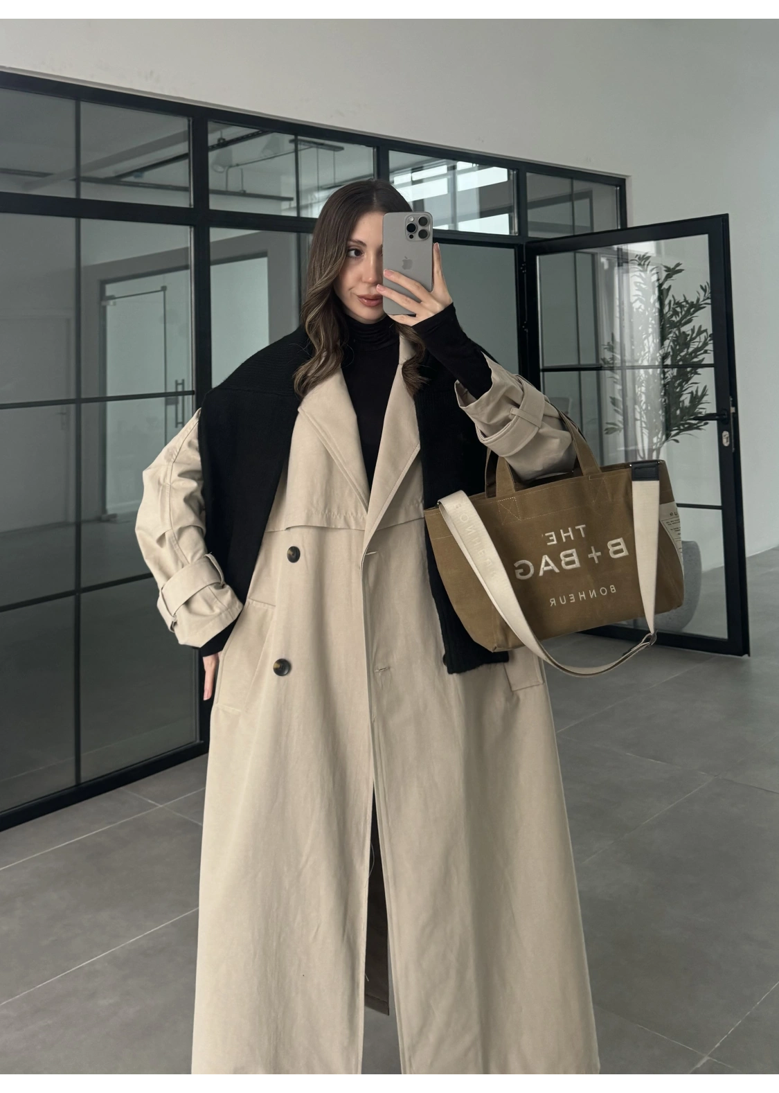 Cool Oversize Astarlı Premium Taş Kuşaklı Trençkot