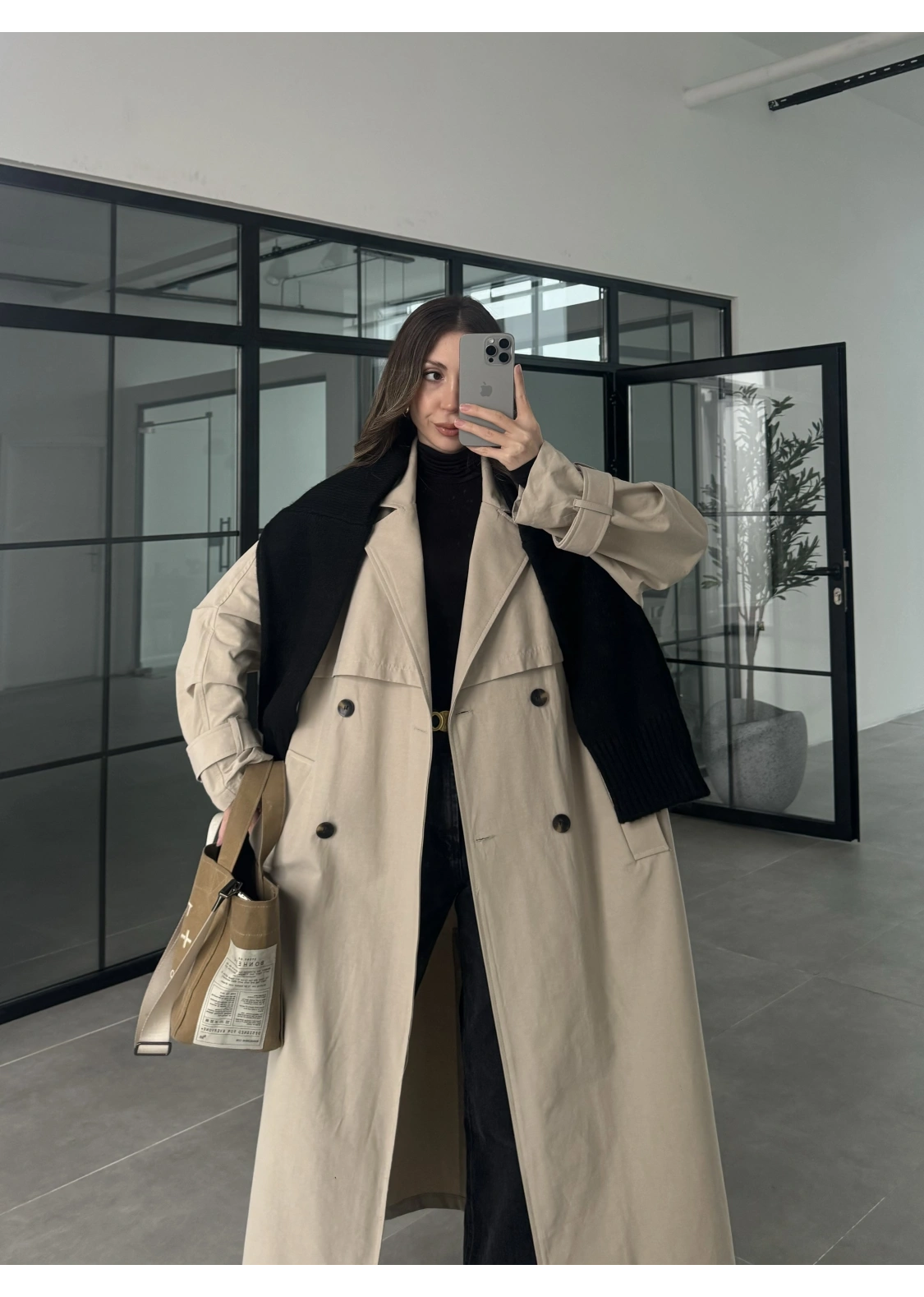 Cool Oversize Astarlı Premium Taş Kuşaklı Trençkot