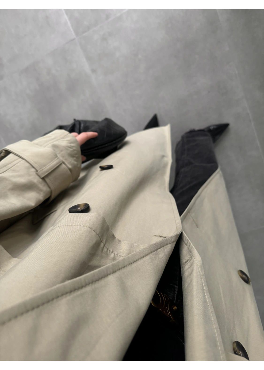 Cool Oversize Astarlı Premium Yeşil Kuşaklı Trençkot