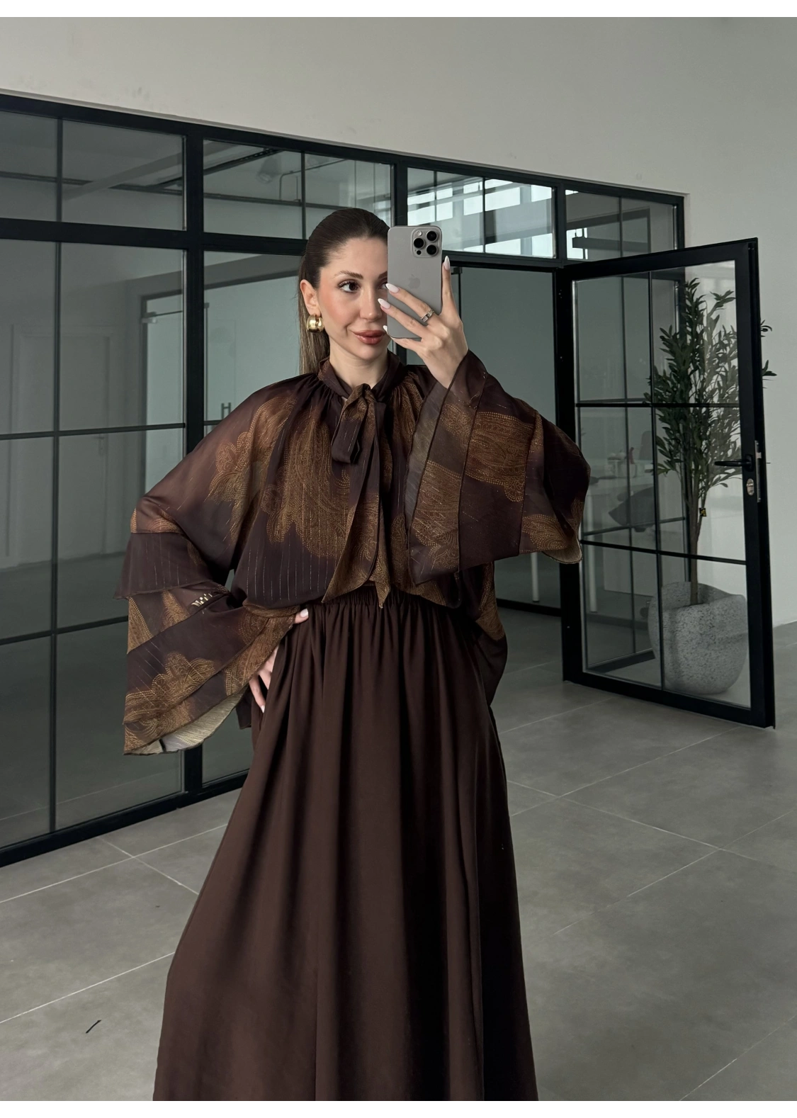 Boho Vintage Önü Bağlamalı Şifon Bluz