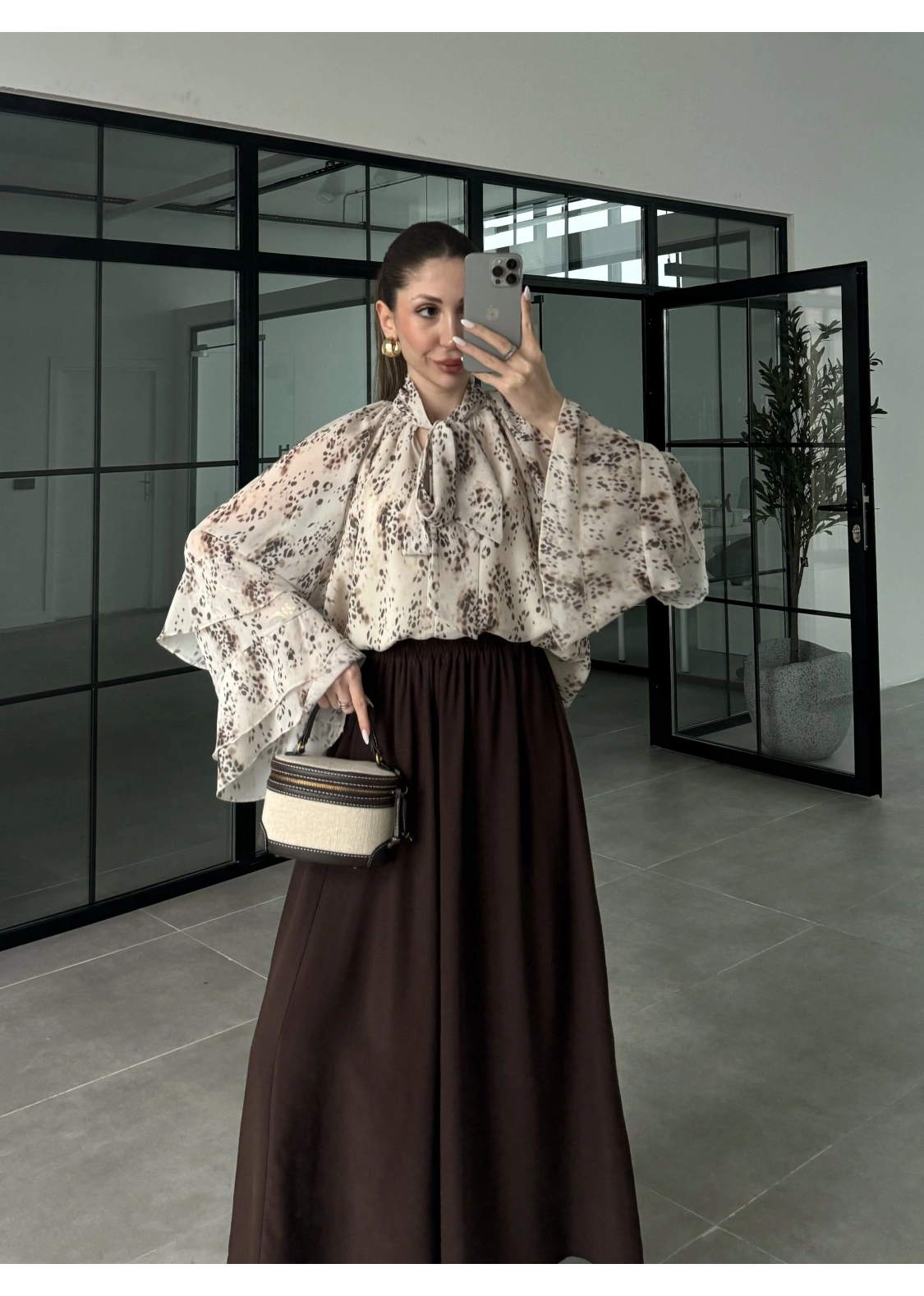 Serena Vintage Önü Bağlamalı Şifon Bluz