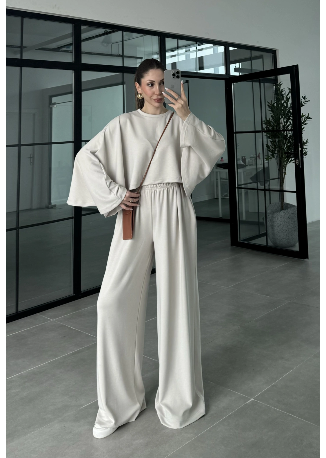 Modal Kumaş Yarasakol Oversize Taş Takım