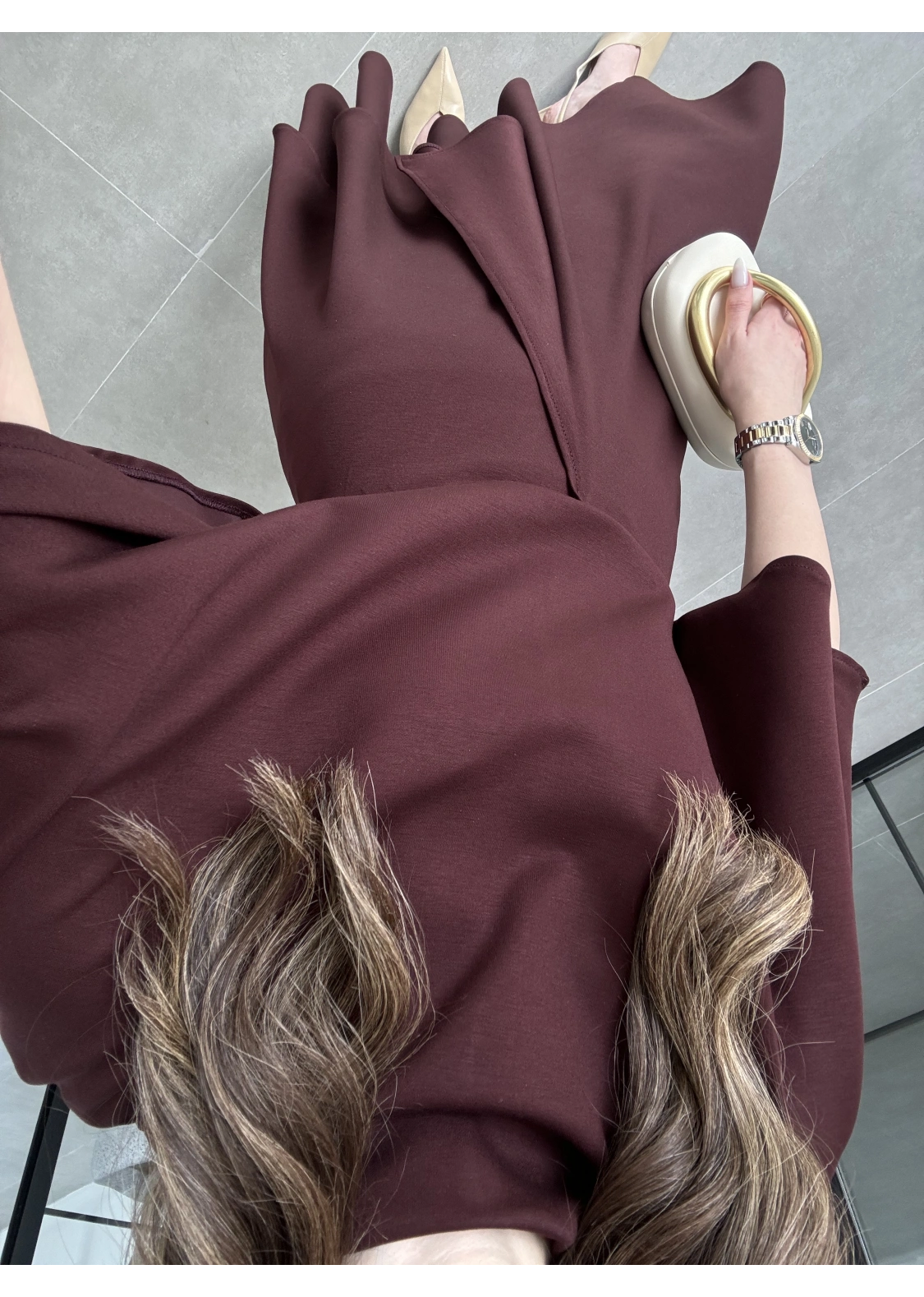 Oysh Modal Kumaş Asimetrik Bordo Etekli Takım