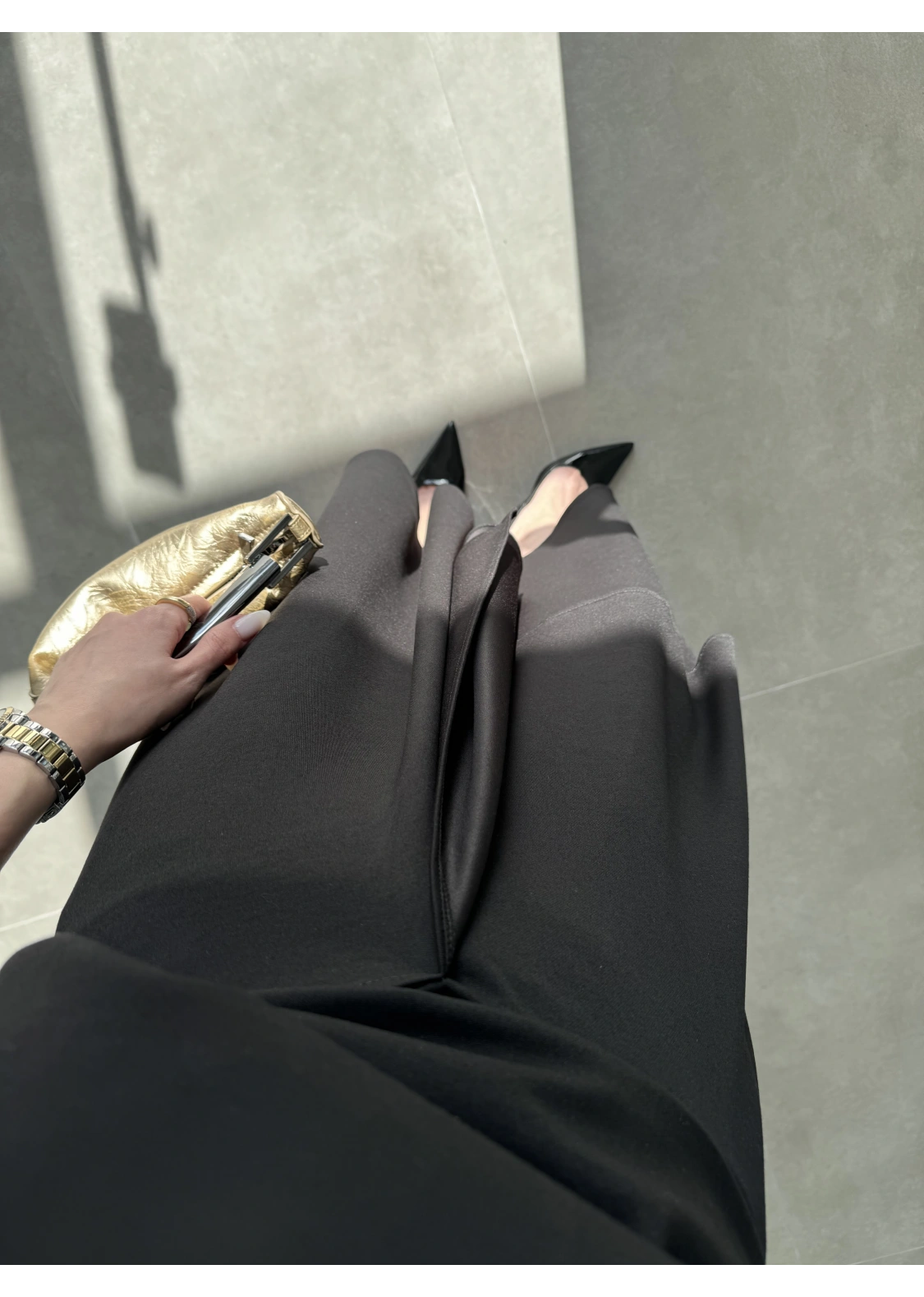 Oysh Modal Kumaş Asimetrik Siyah Etekli Takım