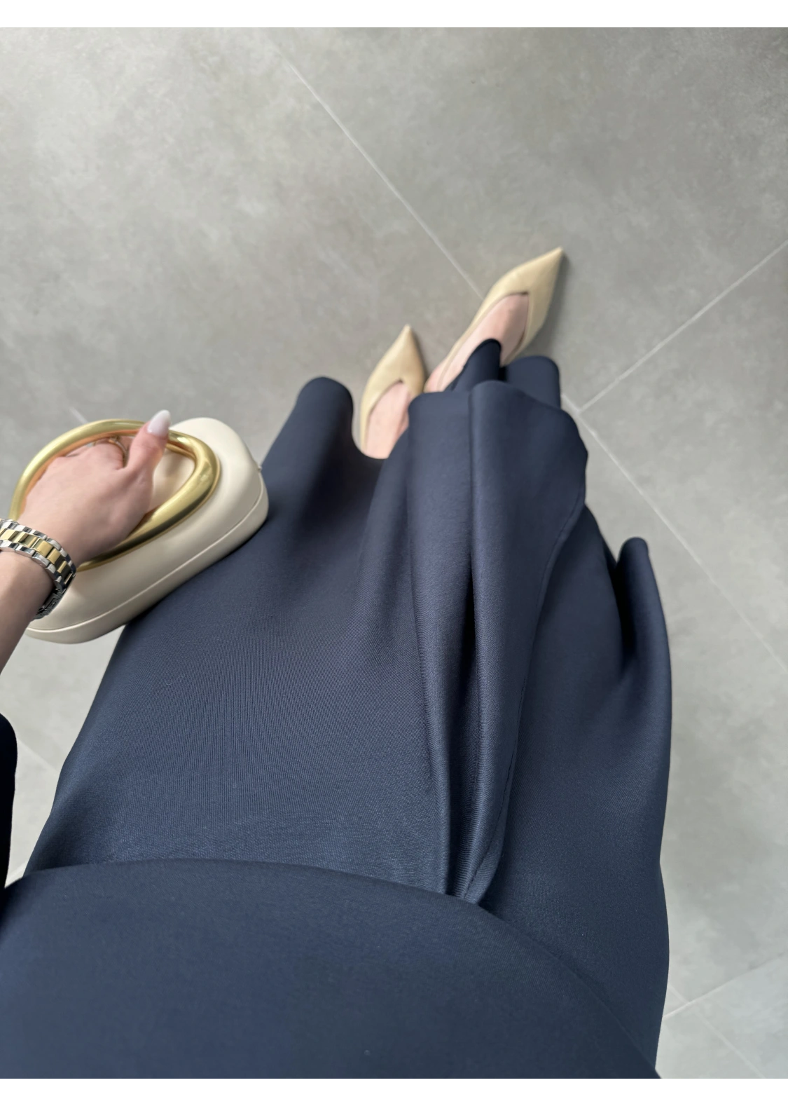 Oysh Modal Kumaş Asimetrik Lacivert Etekli Takım