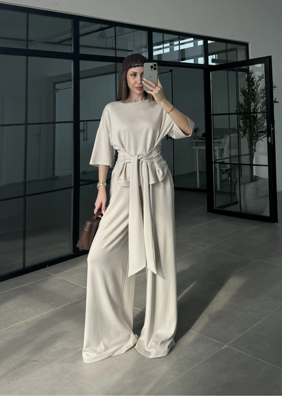 Önden Bağlamalı Model Kumaş Taş Takım