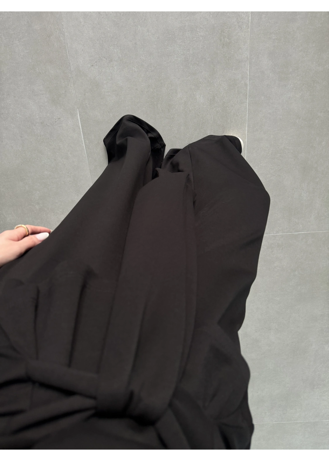 Önden Bağlamalı Model Kumaş Siyah Takım