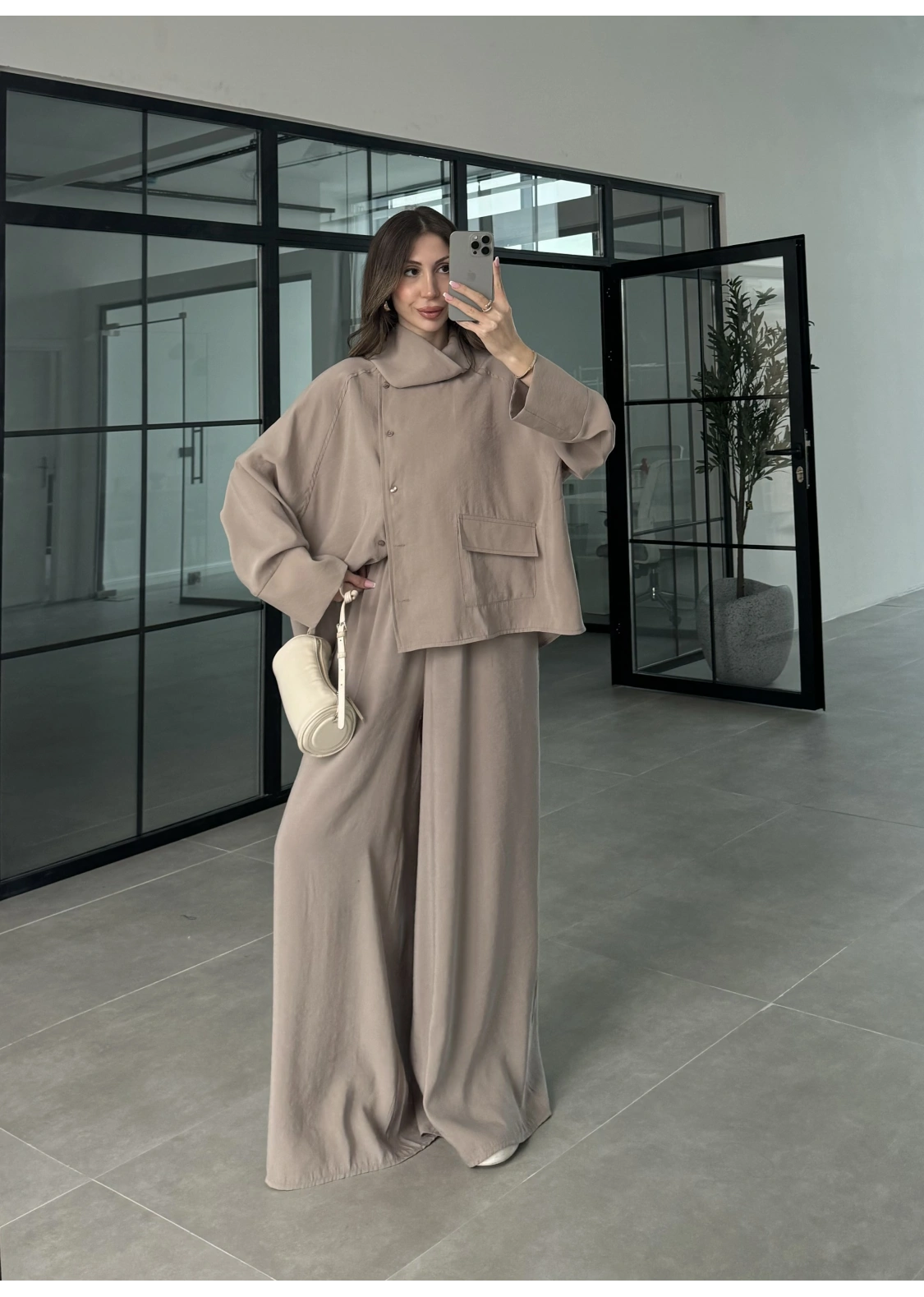 Tek Cepli Şal Yaka Vizon Tensel Takım