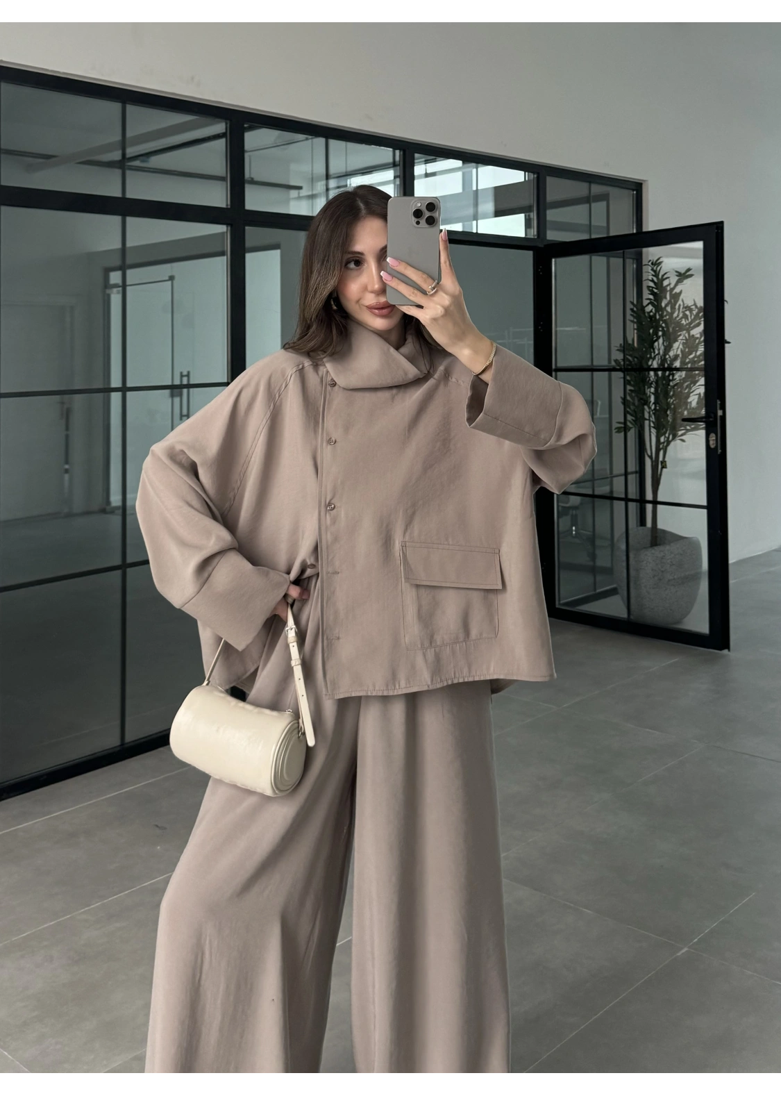 Tek Cepli Şal Yaka Vizon Tensel Takım