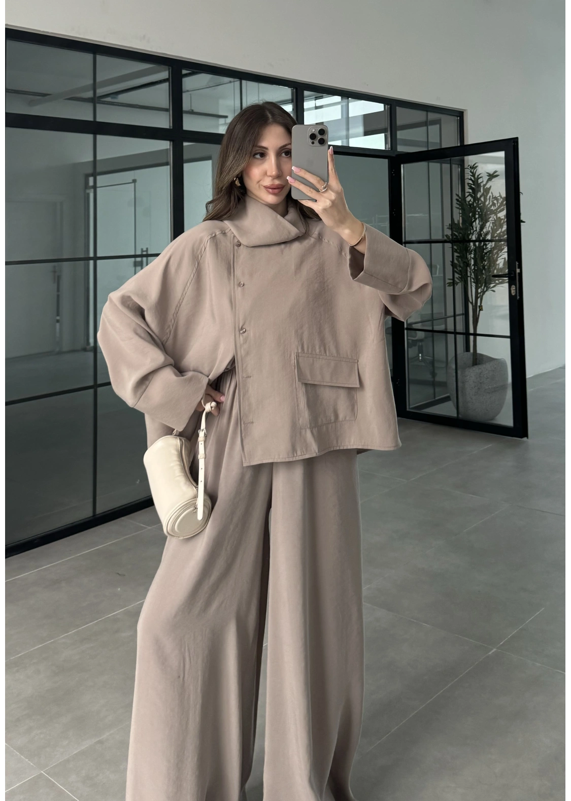 Tek Cepli Şal Yaka Vizon Tensel Takım