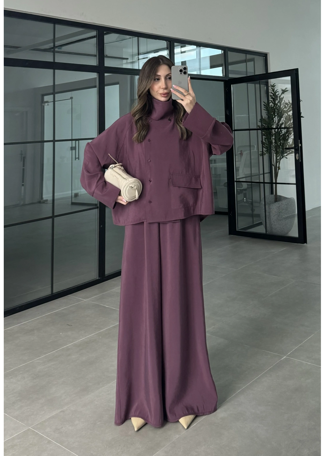 Tek Cepli Şal Yaka Vişne Tensel Takım