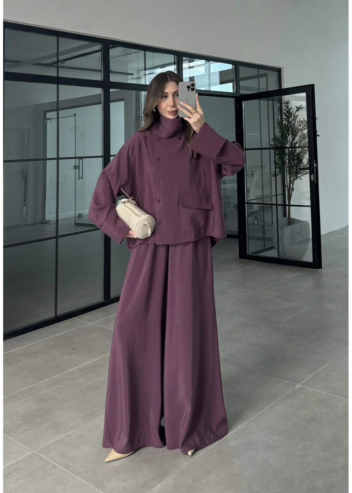 Tek Cepli Şal Yaka Vişne Tensel Takım